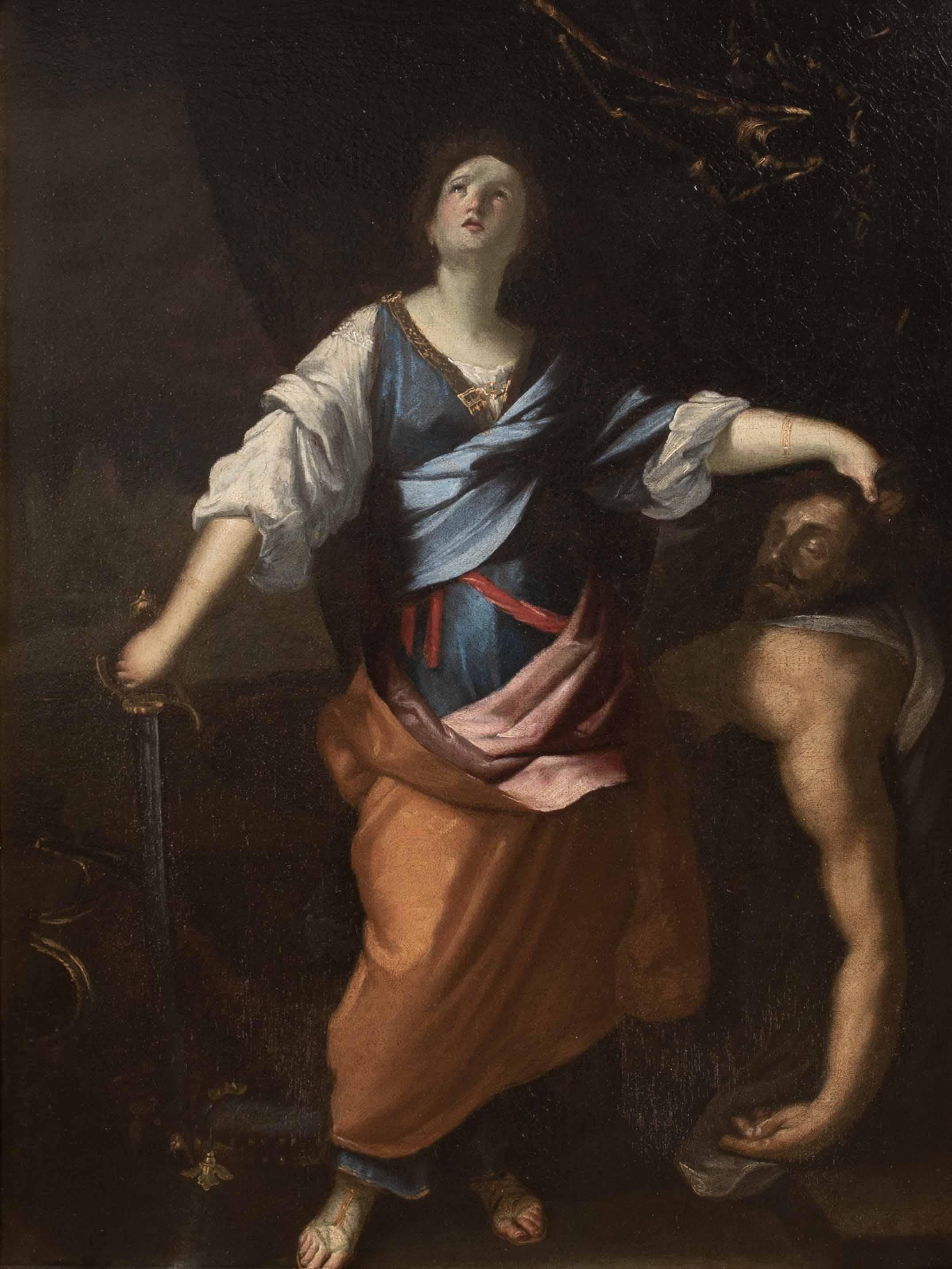 Judith décapitant Holopherne, 17e siècle  École de Carlo MARATTA (1625-1713) - Noir Portrait Painting par Workshop Of Carlo Maratta