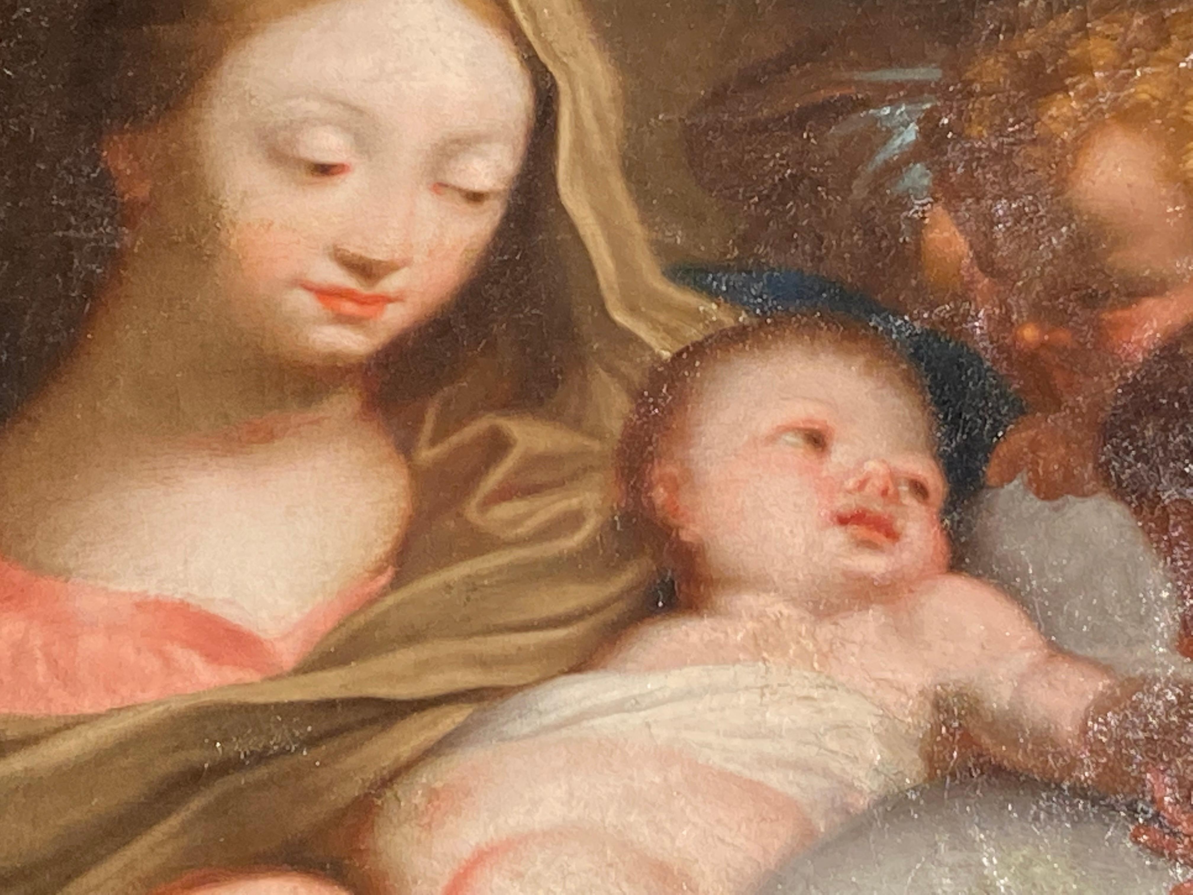 Madonna, enfant, anges, ovale, Marratta, Noël, maître italien baroque en vente 1