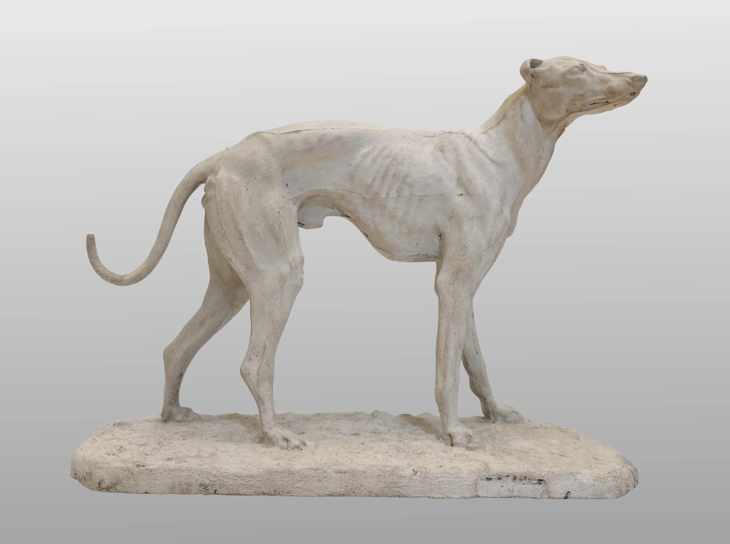 French Workshop plaster of a greyhound, by Pierre-Jules Mêne, France, circa 1850 For Sale