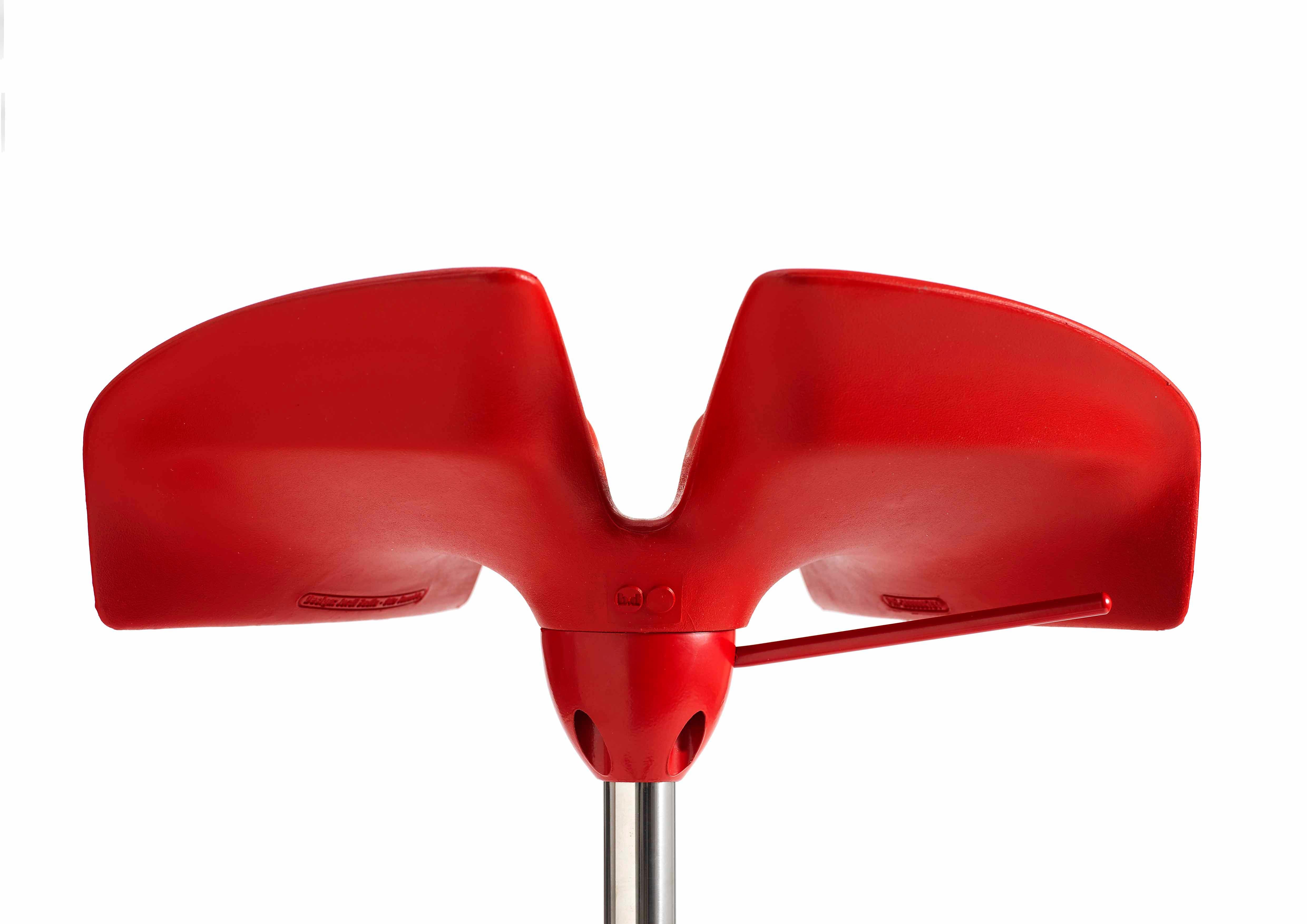 Tabouret de bureau/de salle à manger en acier poli avec finition rouge à 5 roues  Tabouret Binaria Neuf - En vente à Barcelona, ES