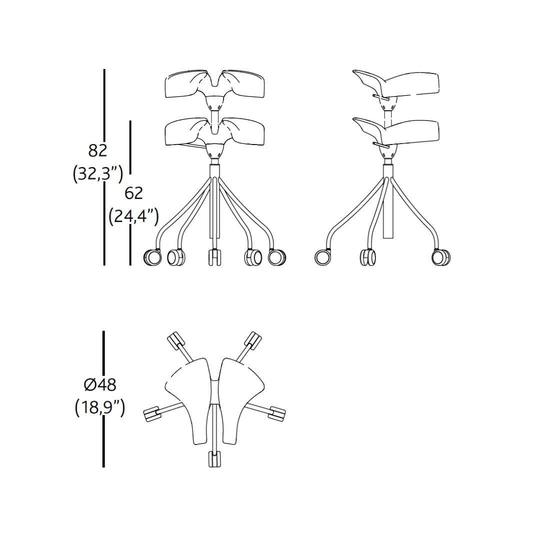 Ergonomischer zeitgenössischer Arzt-/Zahnarzthocker auf Rollen, 