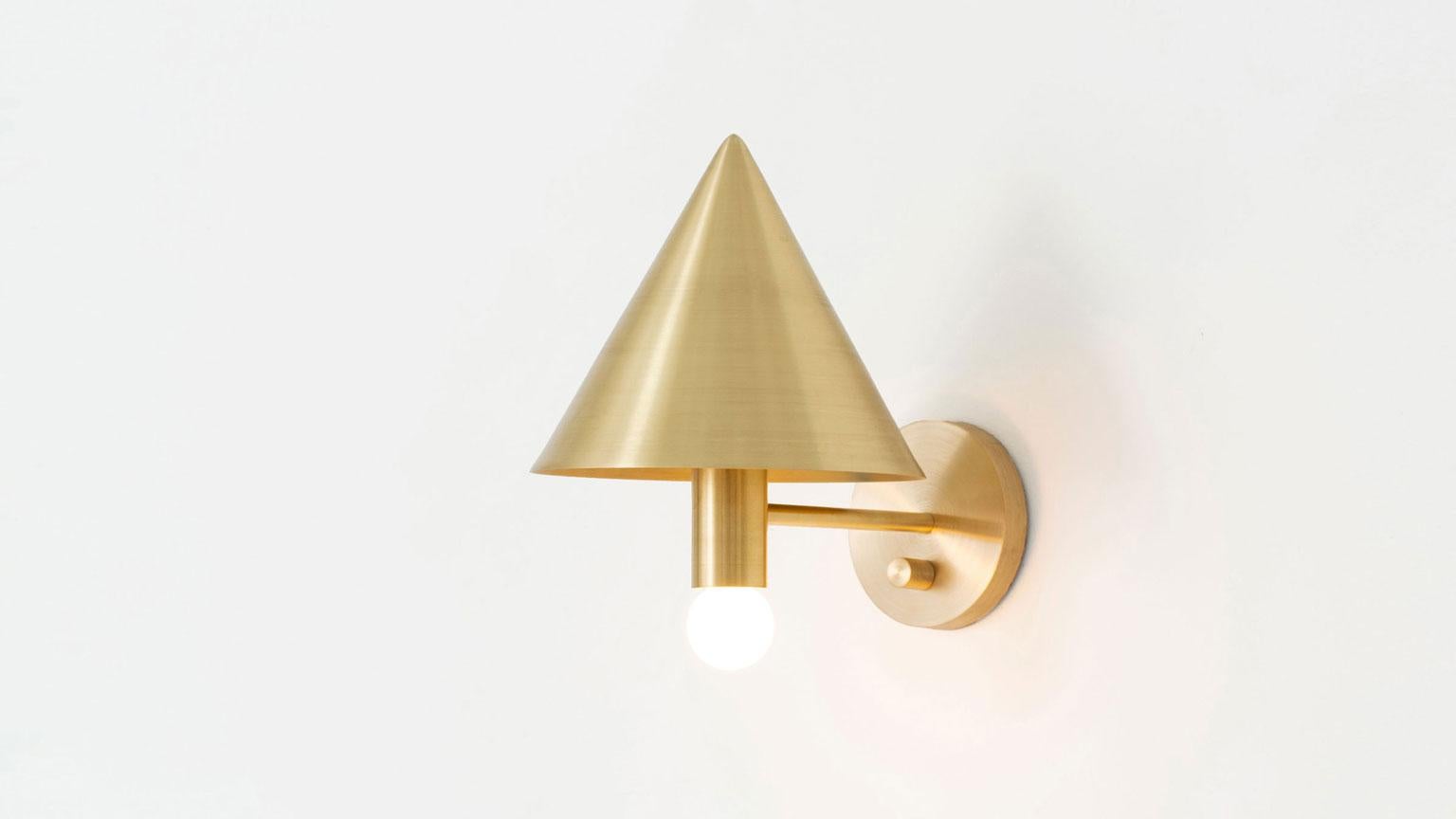 American Classical Workstead Canopy Sconce in Hewn Brass For Sale