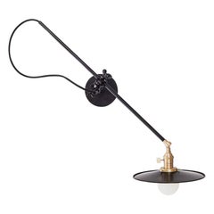 Workstead Hardwired Wall Lamp in Black with Adjustable Painted Brass Shade