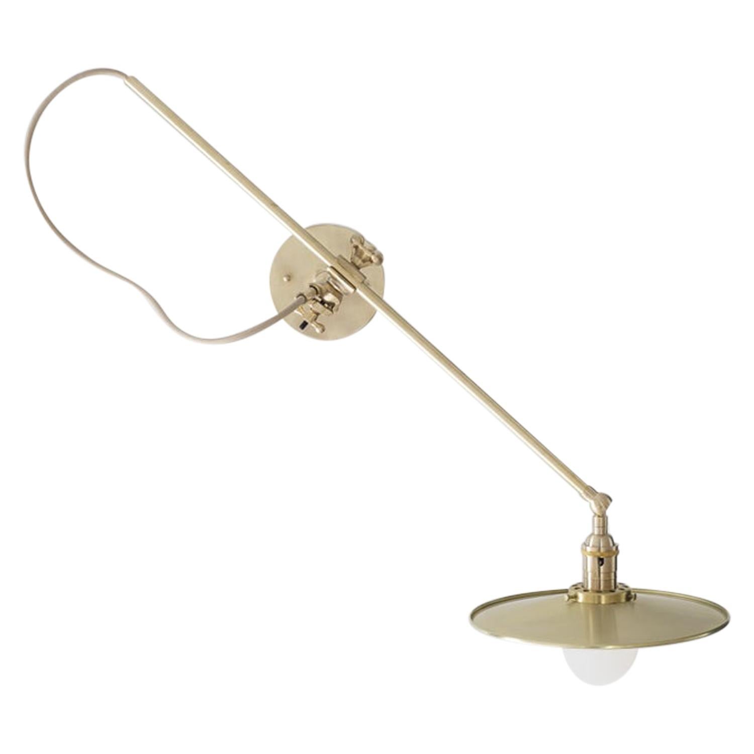 Workstead Hardwired Wall Lamp in Brass with Adjustable Spun Brass Shade For Sale