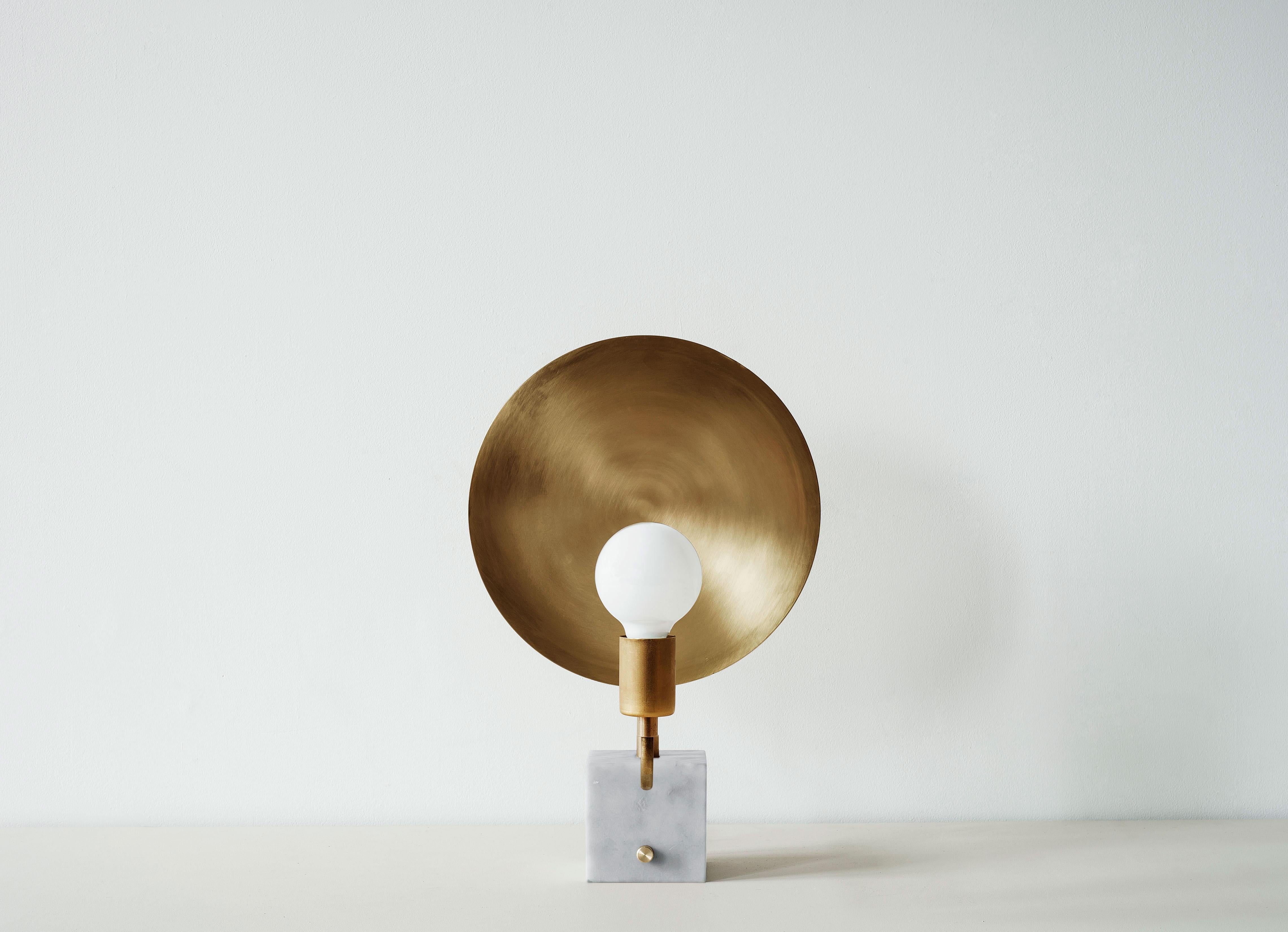 Carved Workstead Helios Table Lamp in Hewn Brass For Sale
