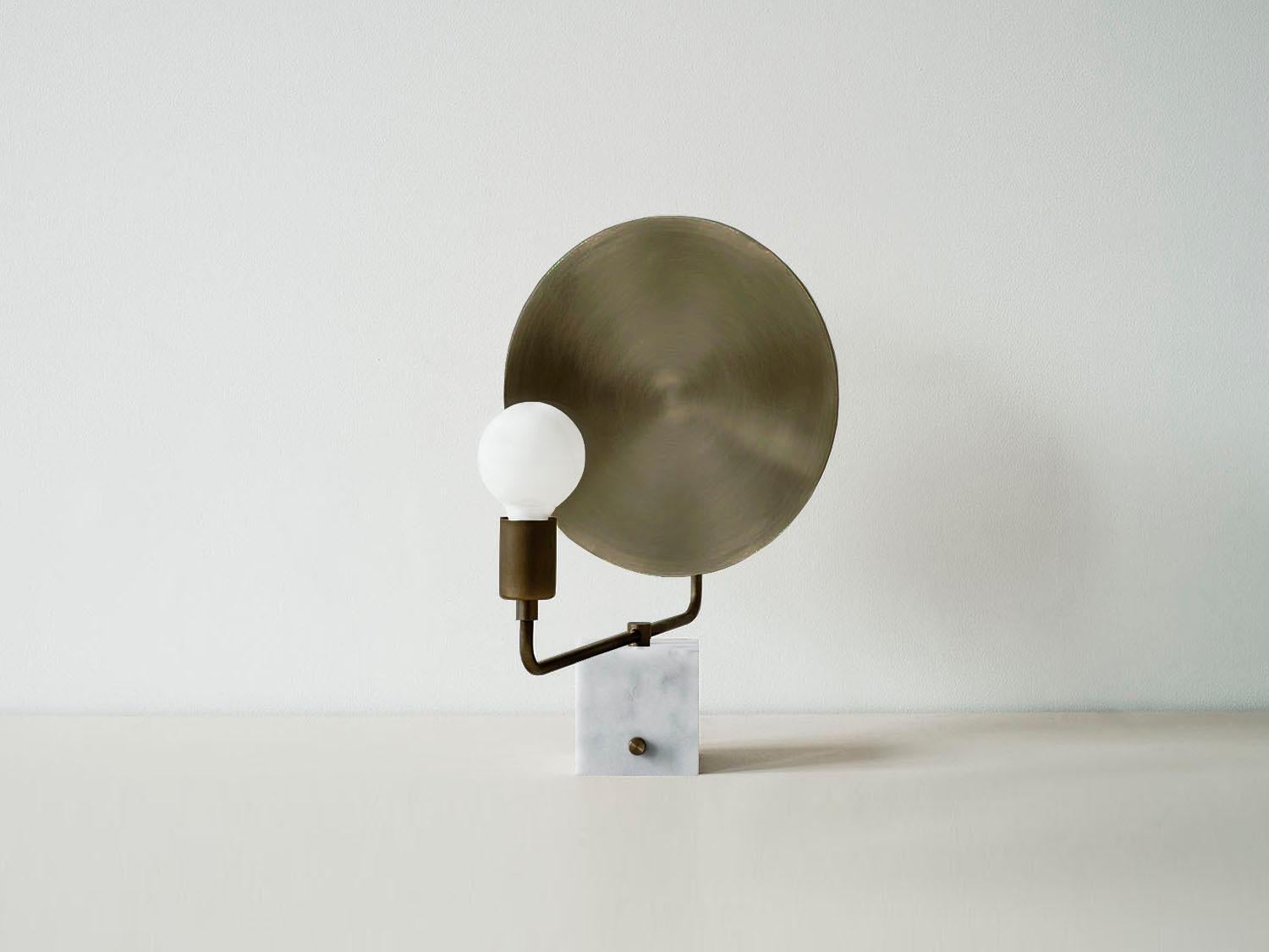 Workstead Helios Table Lamp in Hewn Brass In New Condition For Sale In Floyd, VA