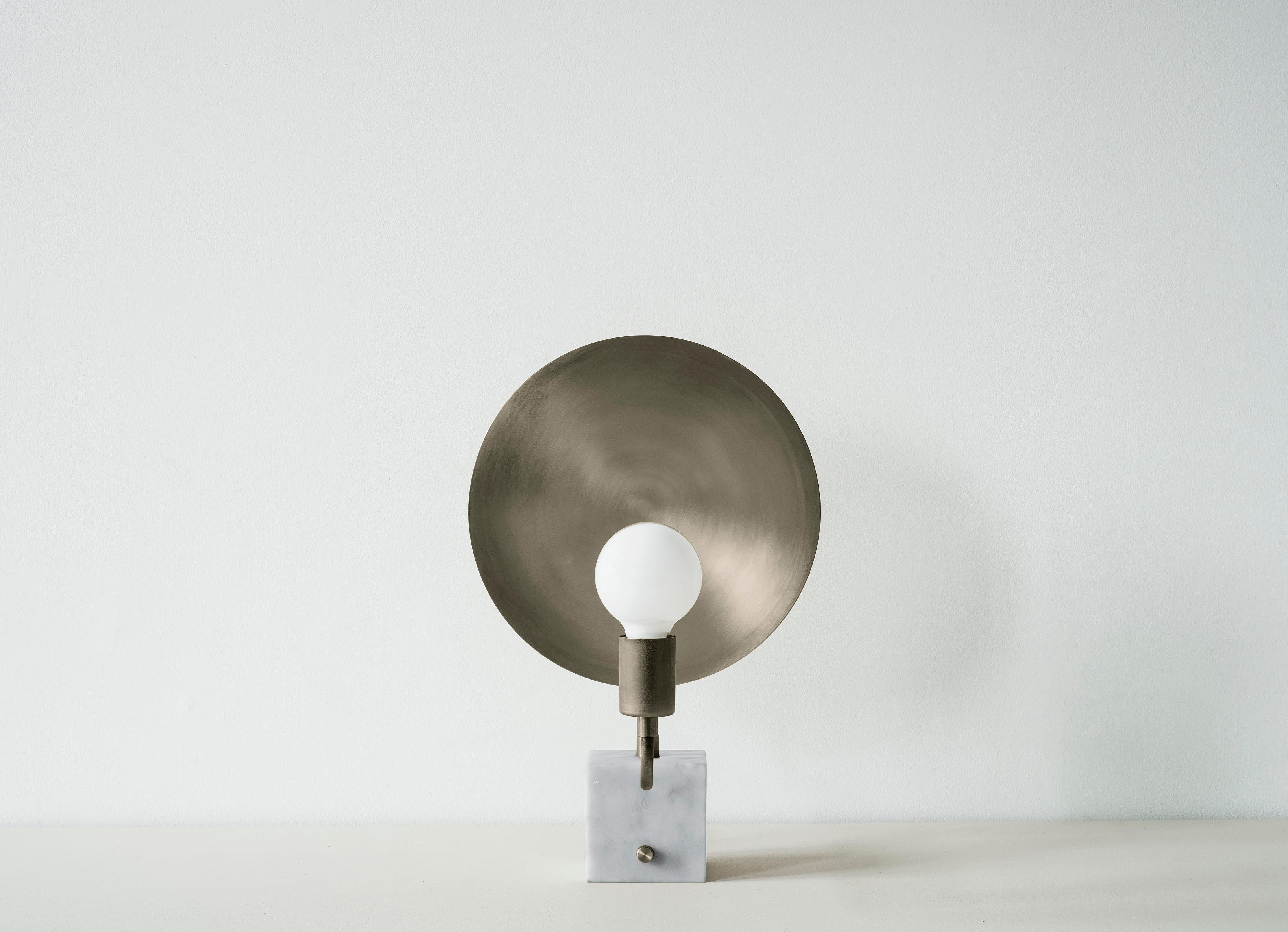 Contemporary Workstead Helios Table Lamp in Hewn Brass For Sale