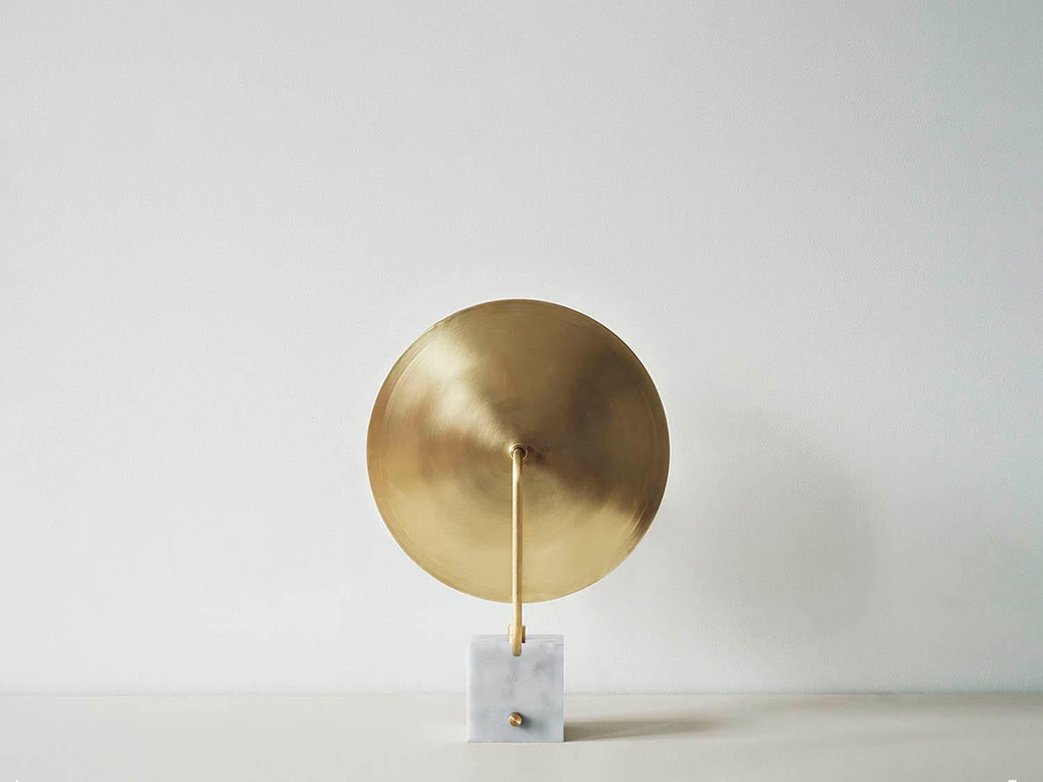 American Workstead Helios Table Lamp, Marble Base and Brass Dish For Sale