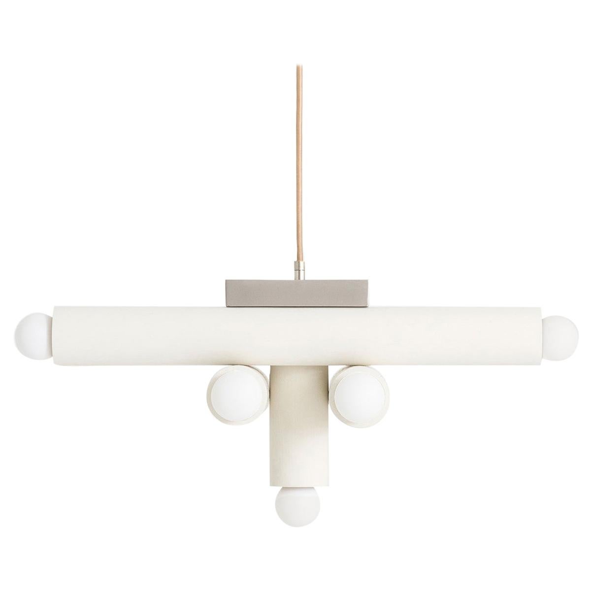 Workstead Hieroglyph Pendant in Painted White and Brushed Nickel For Sale