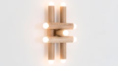 Workstead Hieroglyph Sconce in Natural Oak and Hewn Brass