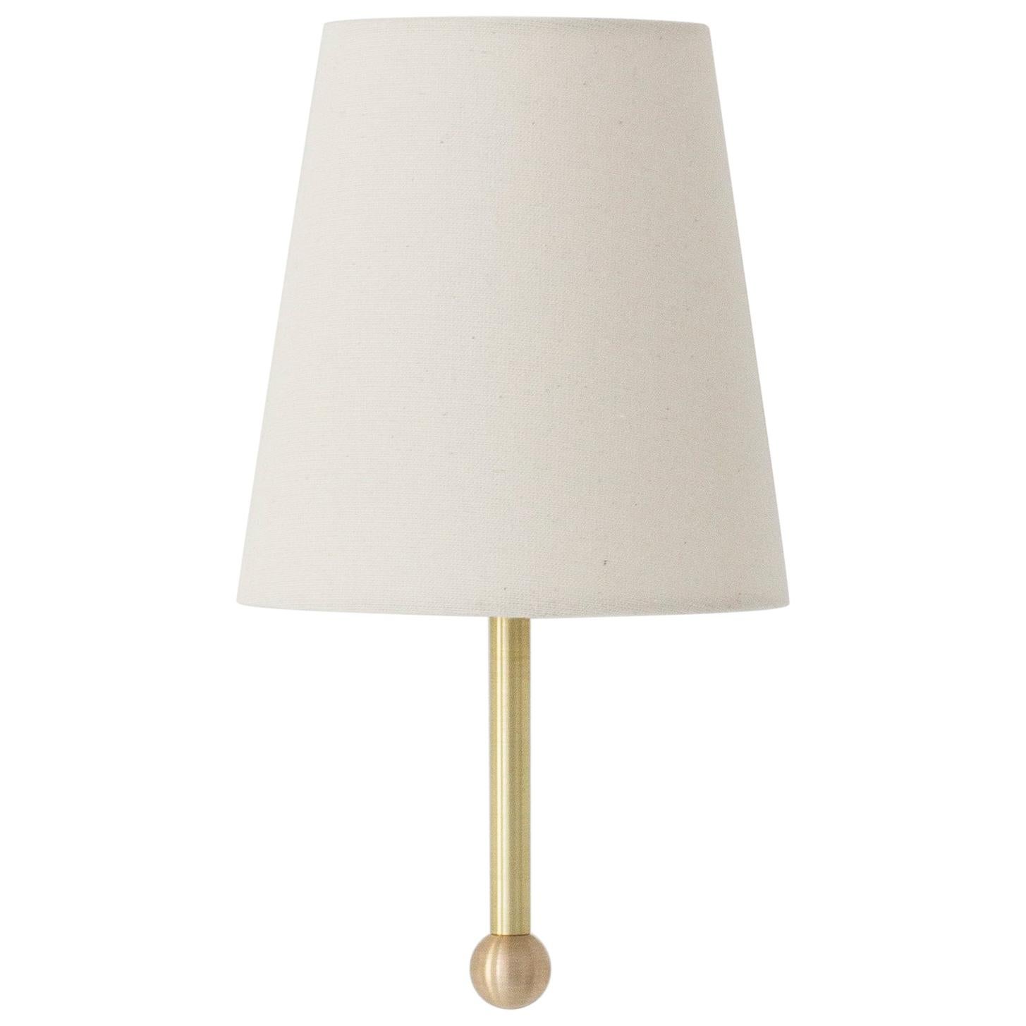 Workstead House Sconce with Linen Shade and Hewn Brass For Sale