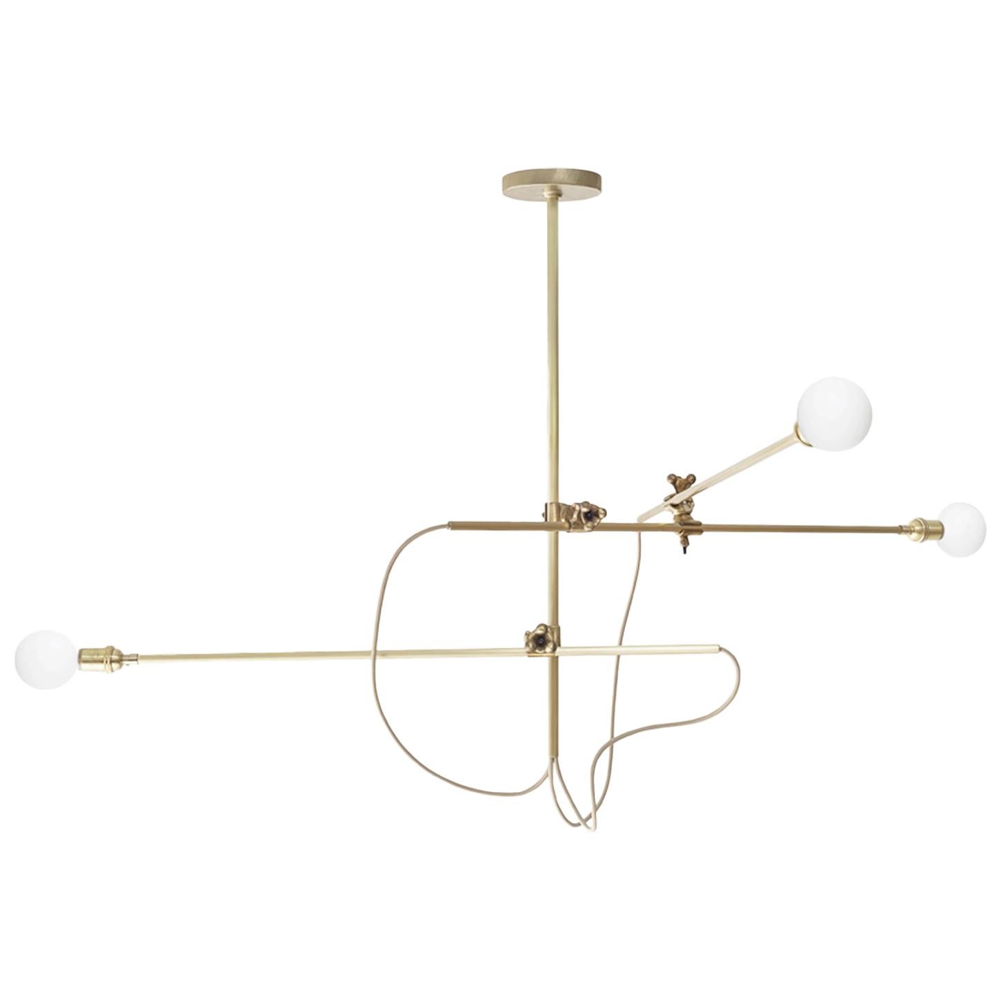 Workstead Industrial Chandelier in Hewn Brass For Sale