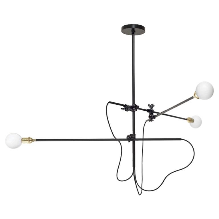 Workstead Industrial Chandelier, with Three Arms and Adjustable Cast Iron Clamps