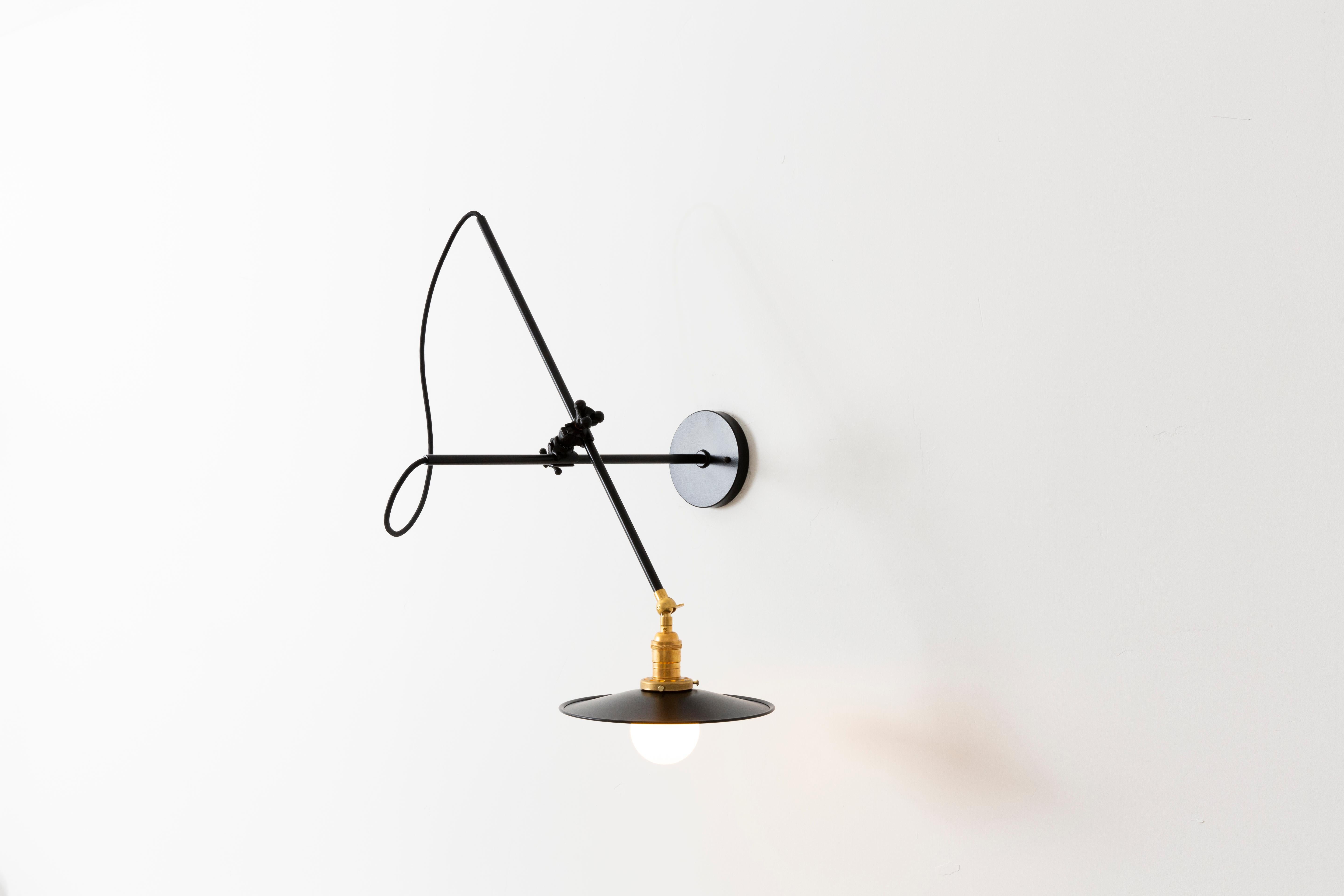 Contemporary Workstead Industrial Wall Lamp in Hewn Brass For Sale