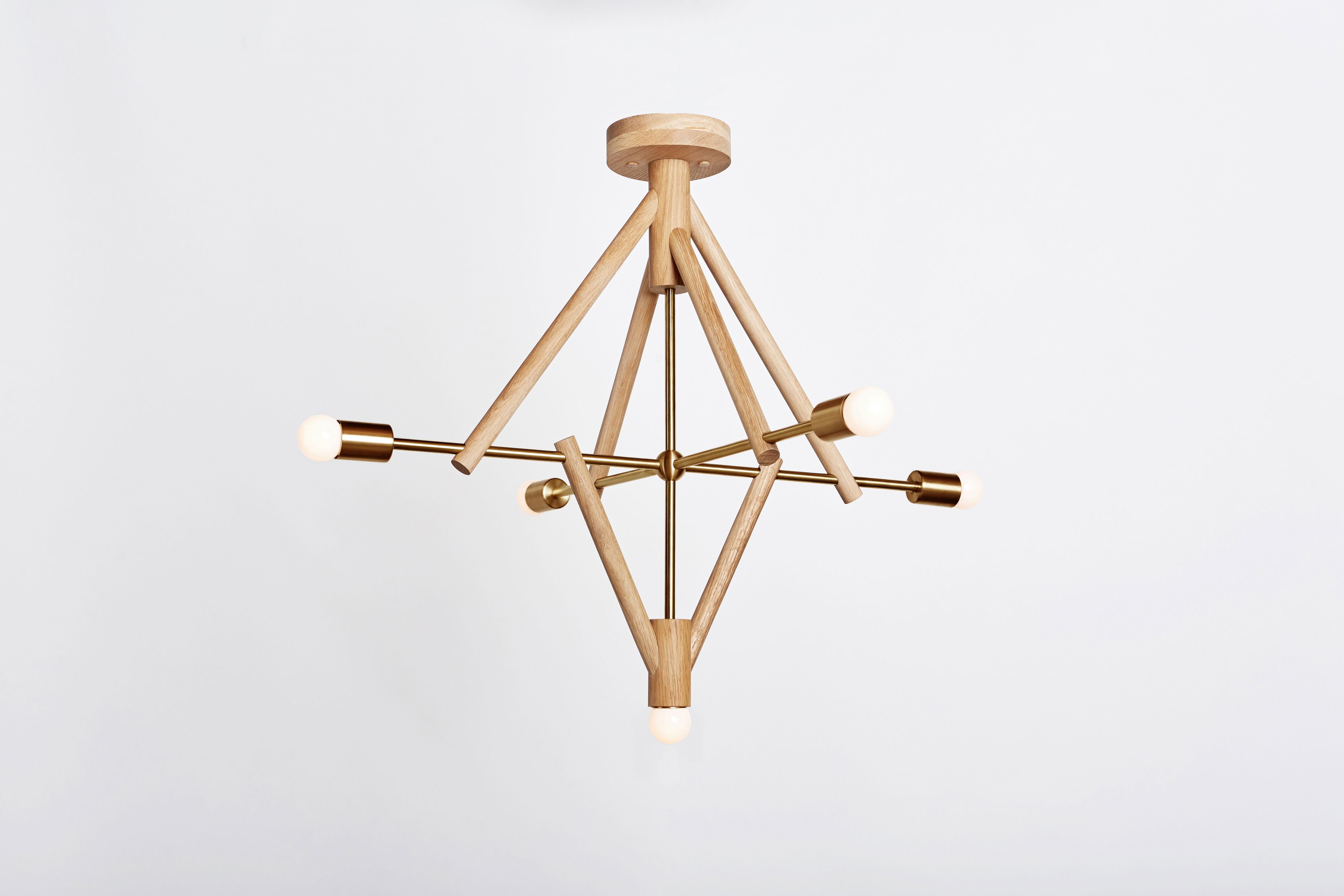 XXI secolo e contemporaneo Workstead Lodge Chandelier Five in frassino ossidato e acciaio annerito in vendita