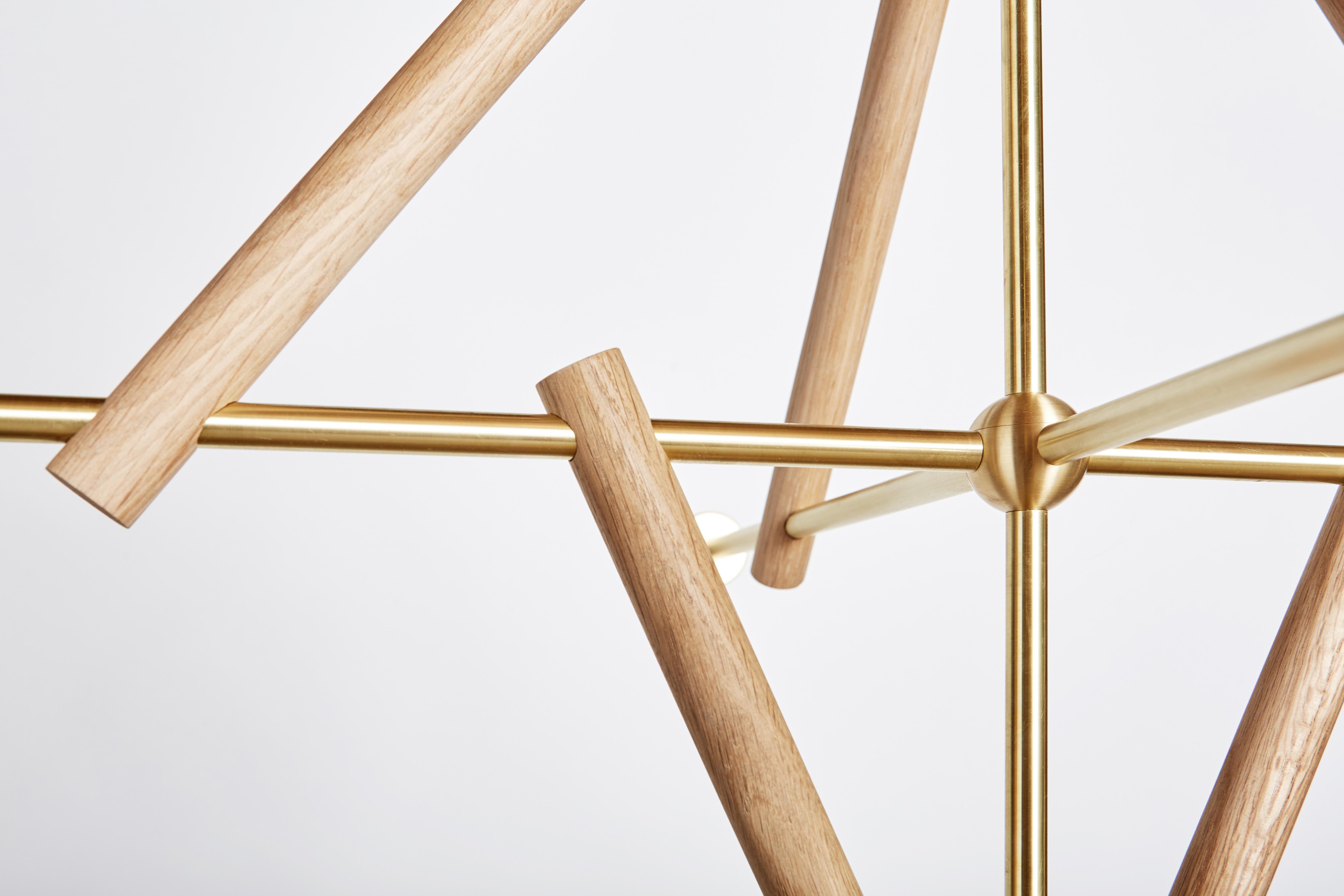 Legno Workstead Lodge Chandelier Five in frassino ossidato e acciaio annerito in vendita