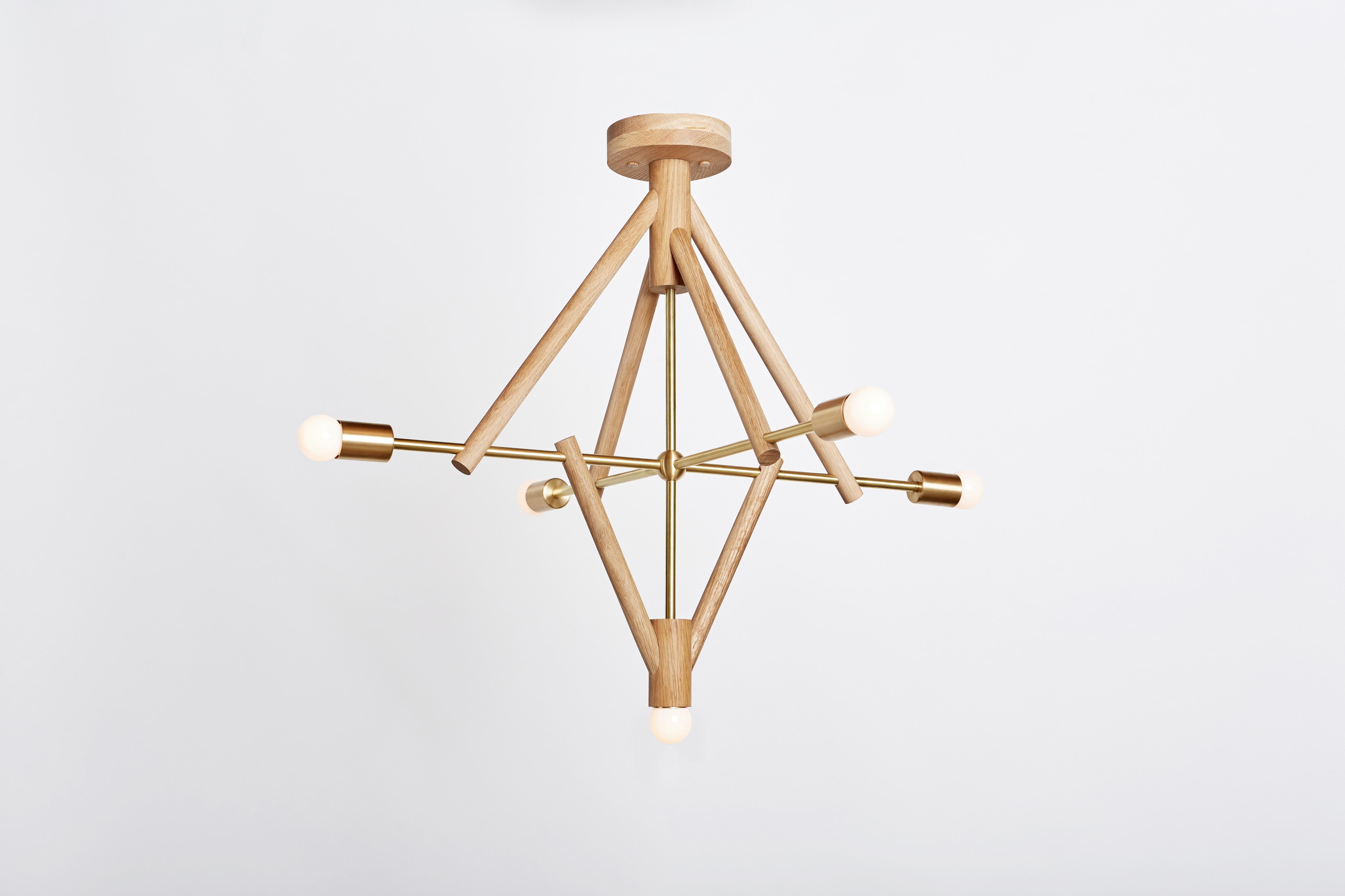 Workstead Lodge Chandelier Five in frassino ossidato e acciaio annerito in vendita 1