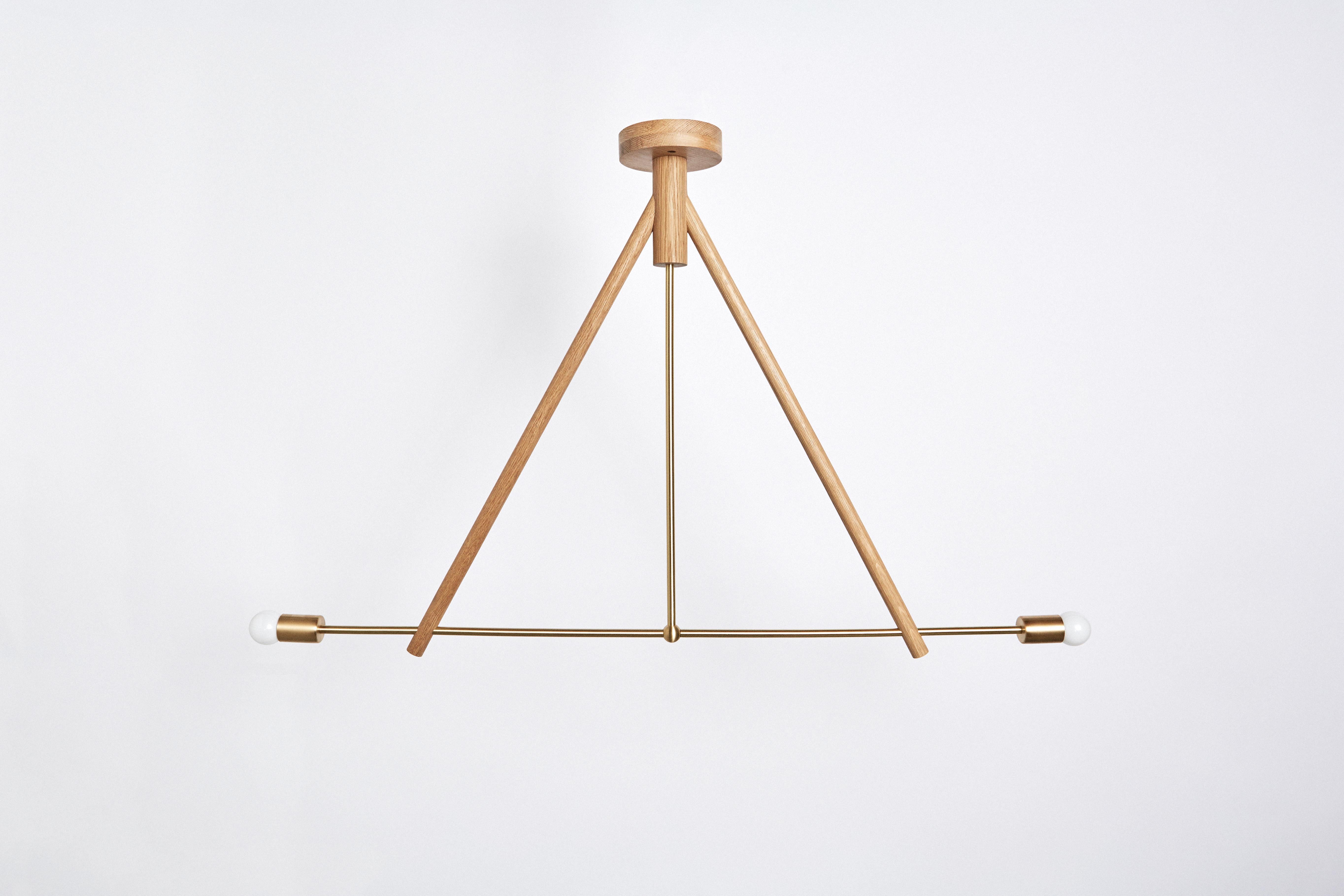 Wood Workstead Lodge Chandelier II in Oxidized Ash and Blackened Steel For Sale