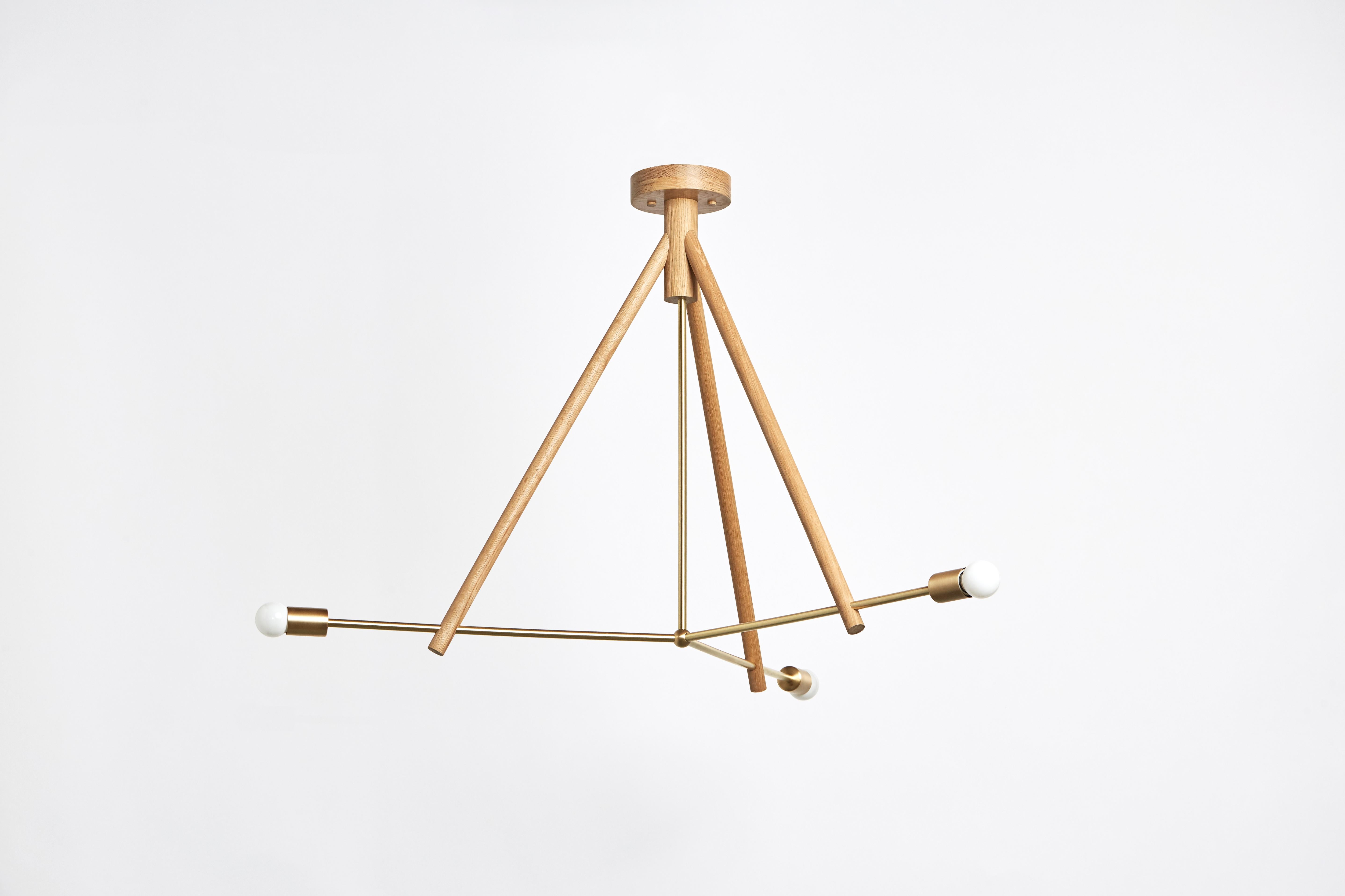 Workstead Lodge Lampadario Tre in frassino ossidato e acciaio annerito in vendita 3