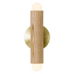Workstead Lodge Double Sconce in Natural Oak and Hewn Brass