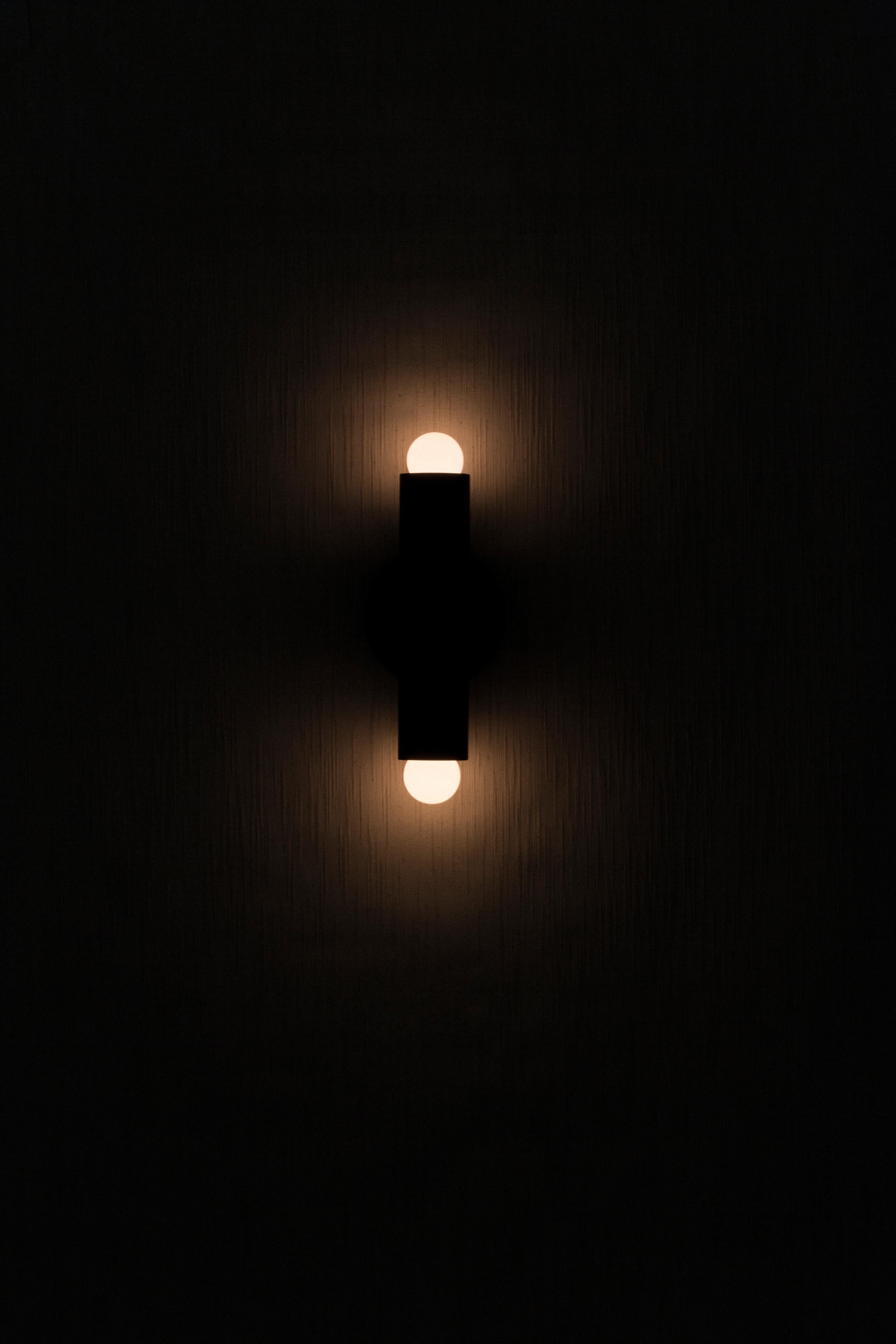 Workstead Lodge Double Sconce in Oxidized Ash and Blackened Steel For Sale 5