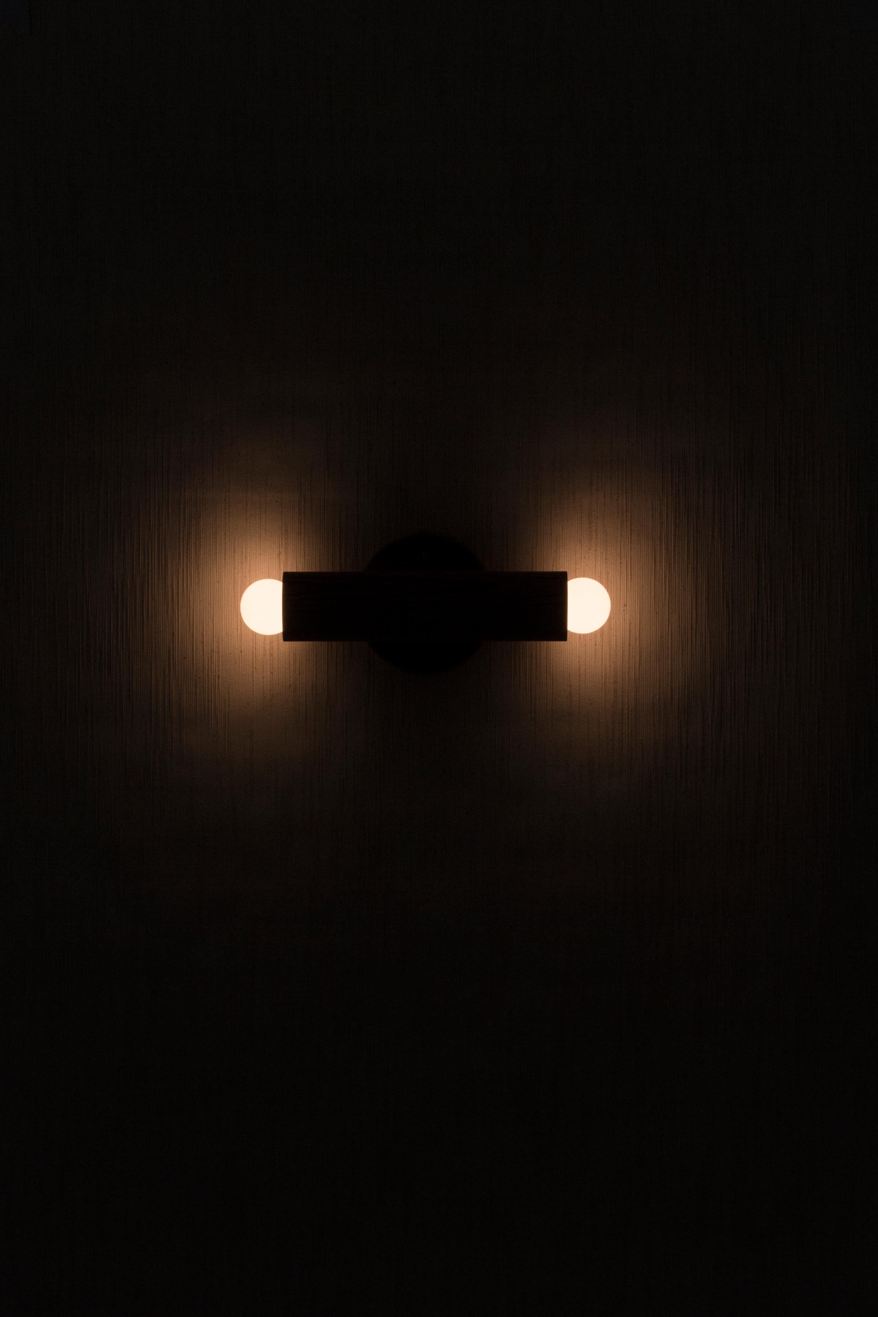 Workstead Lodge Double Sconce in Oxidized Ash and Blackened Steel For Sale 6