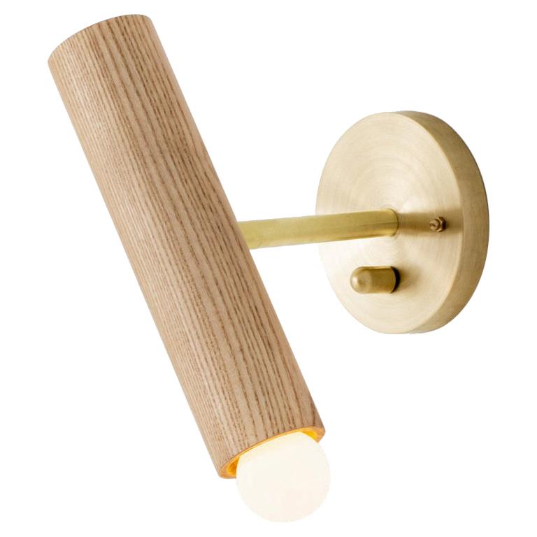 Workstead Lodge Extension Sconce in Natural Oak and Hewn Brass