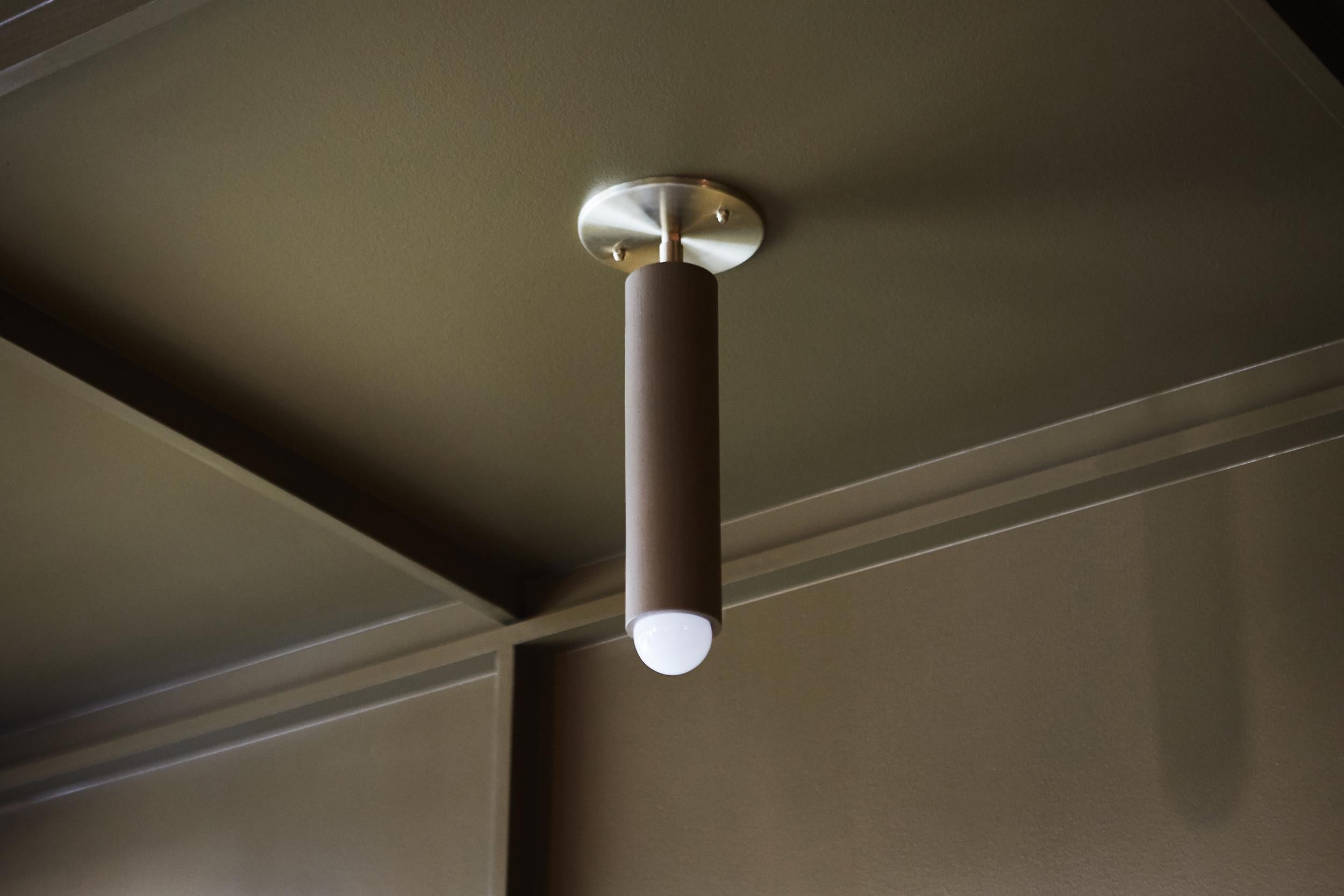 Workstead Lodge Flush Mount in Oxidized Ash and Blackened Steel For Sale 2