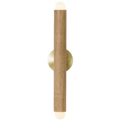 Workstead Lodge Linear Sconce in Natural Oak Hewn Brass