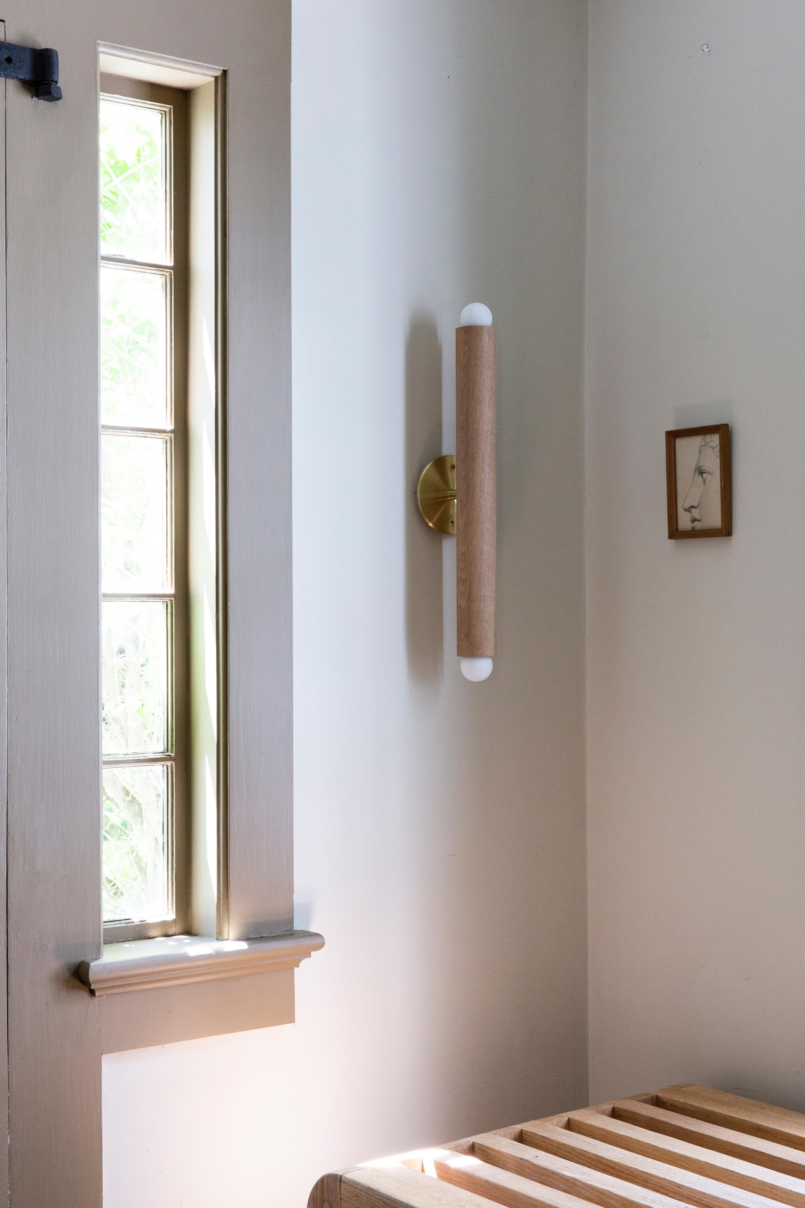 Oak Workstead Lodge Linear Sconce in Oxidized Ash and Blackened Steel For Sale