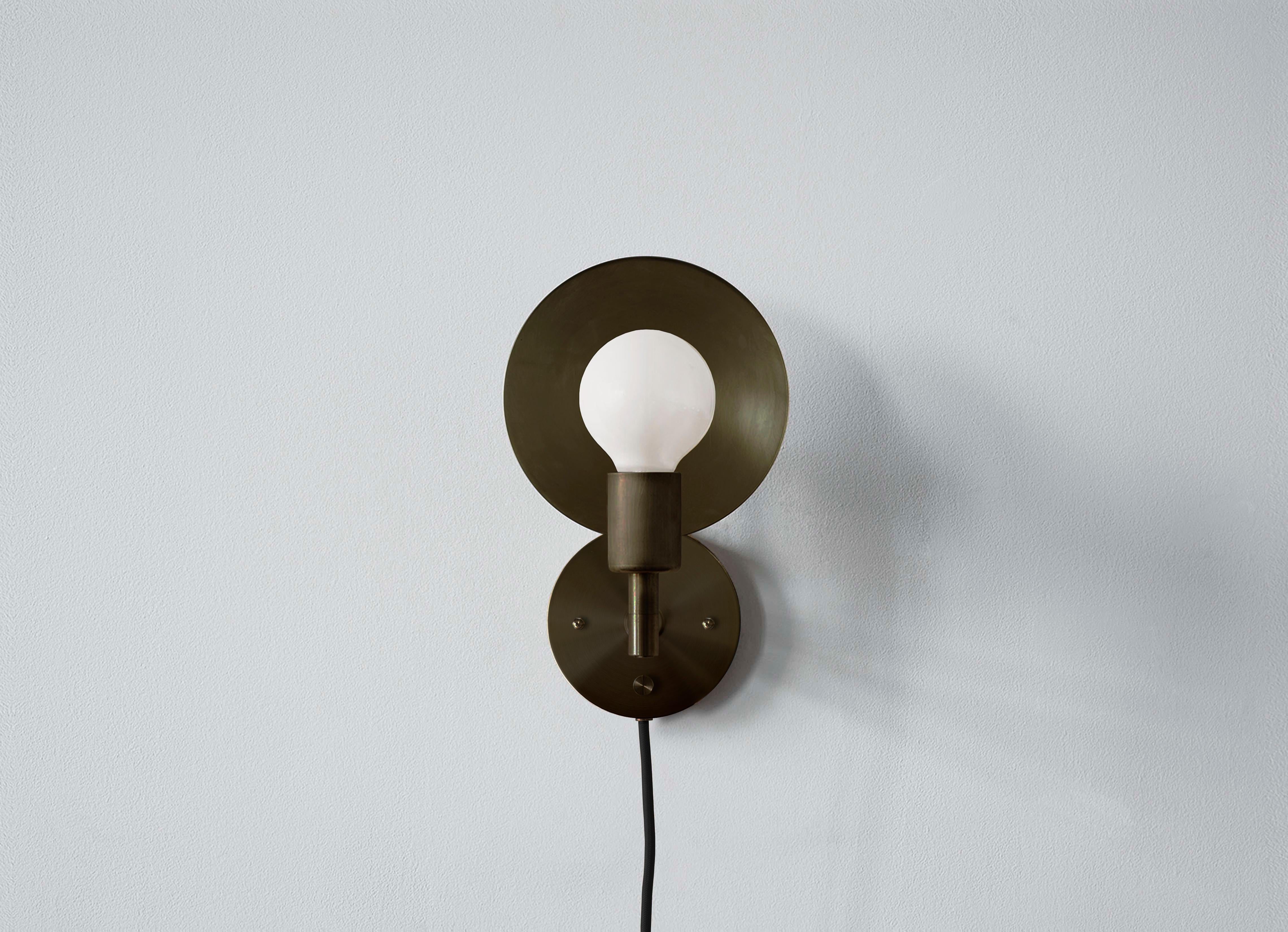 Spun Workstead Orbit Sconce in Hand Finished Bronze For Sale