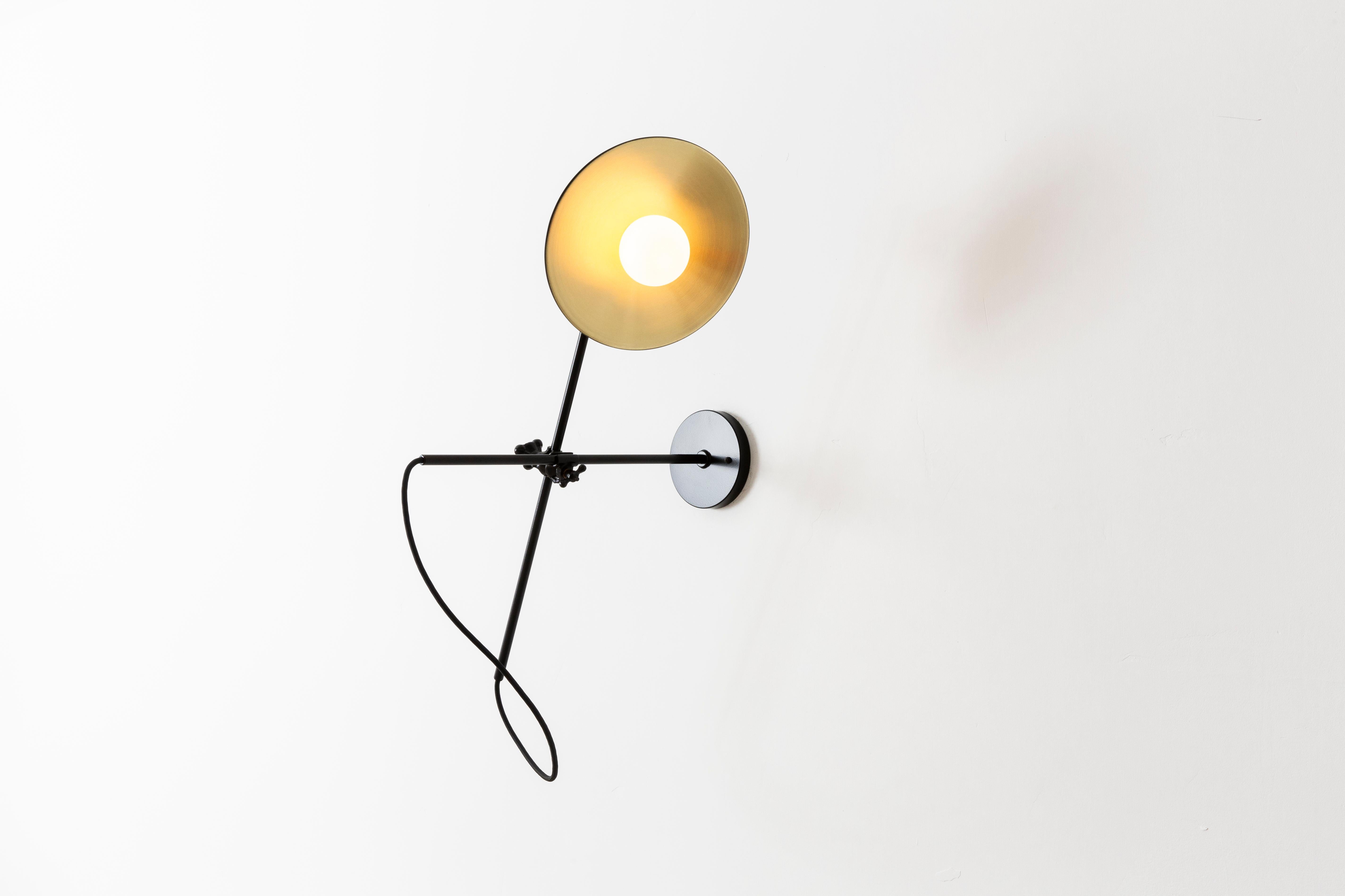 Brass Workstead Industrial Wall Lamp in Industrial Black For Sale