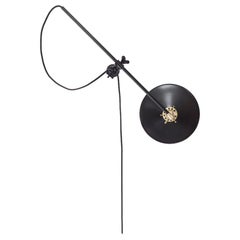 Workstead Plug-In Wall Lamp in Black with Adjustable Painted Brass Shade