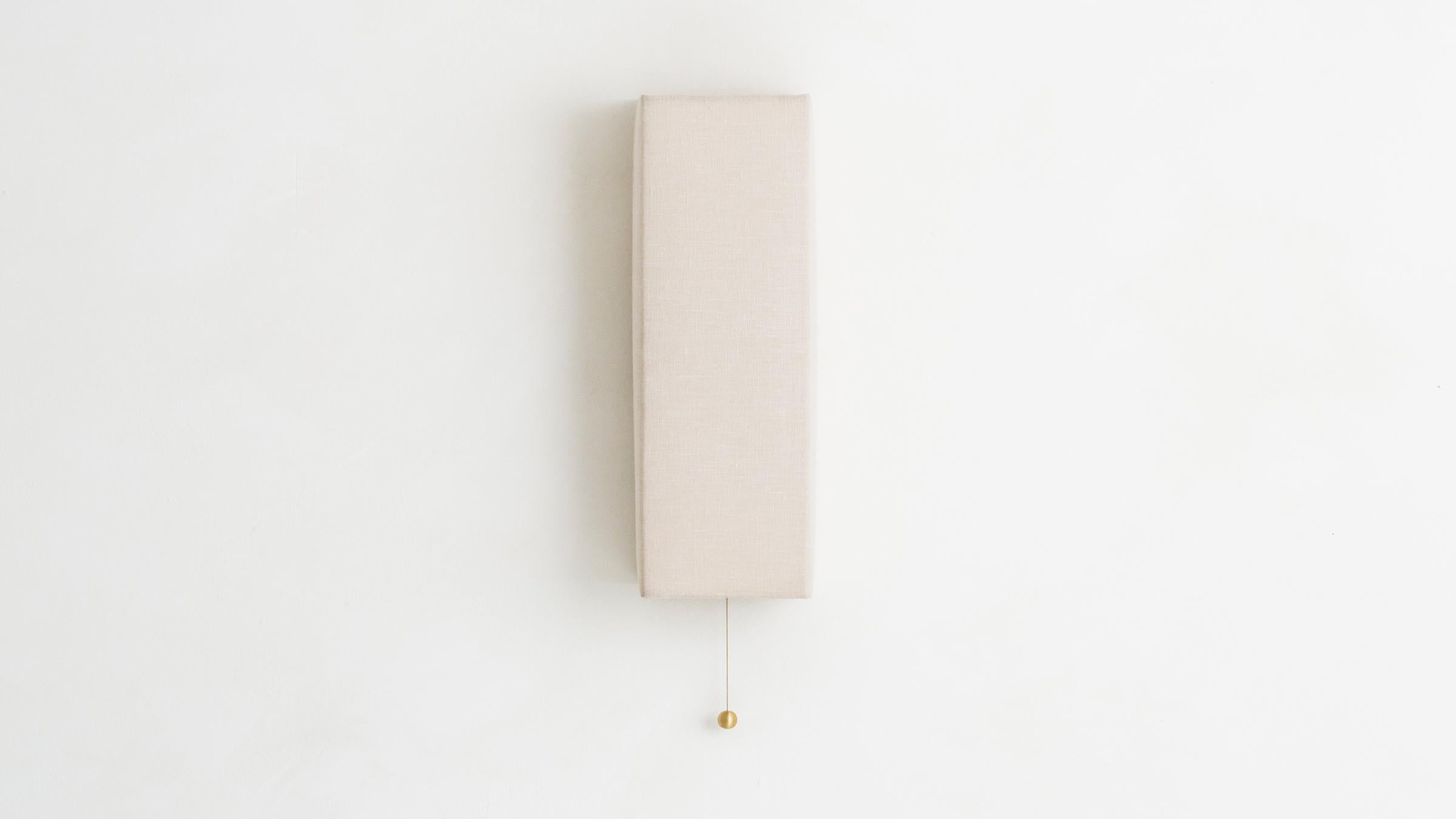 Fabric Workstead Shaded Block in Natural Linen and Brushed Nickel For Sale