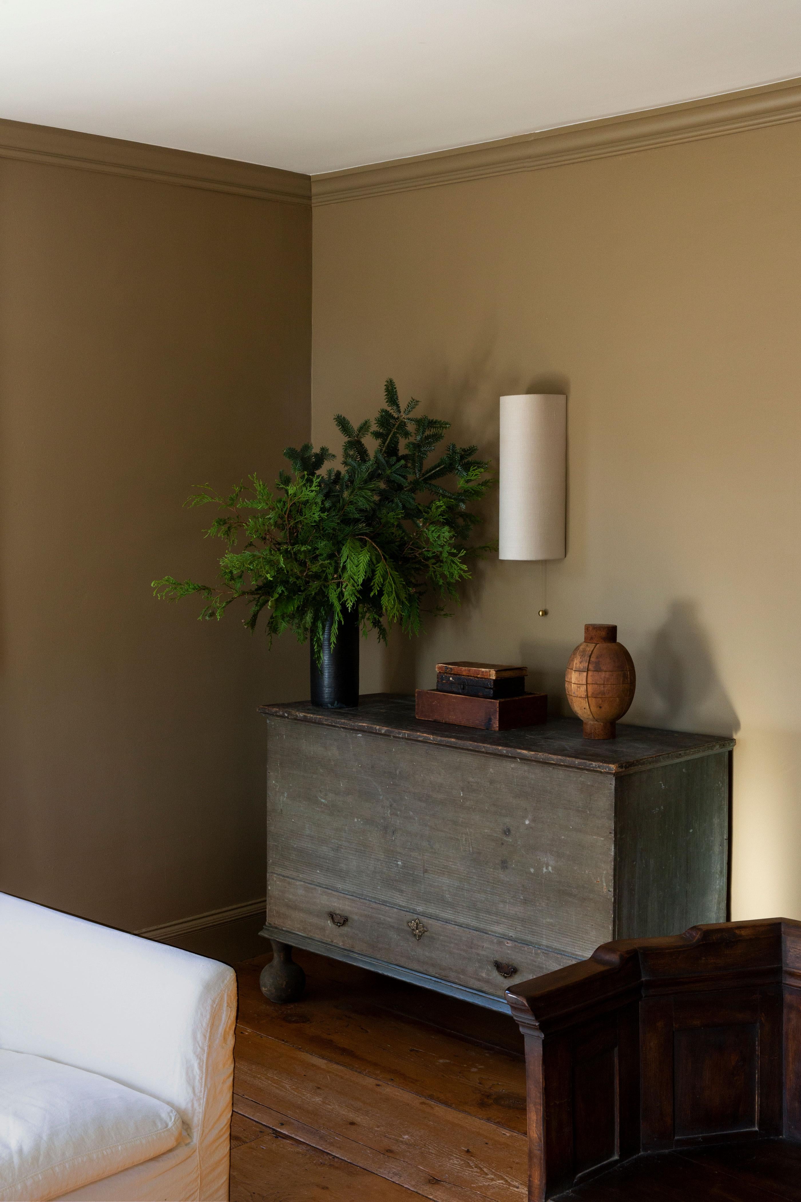 Fabric Workstead Shaded Vault in Natural Linen and Hewn Brass For Sale