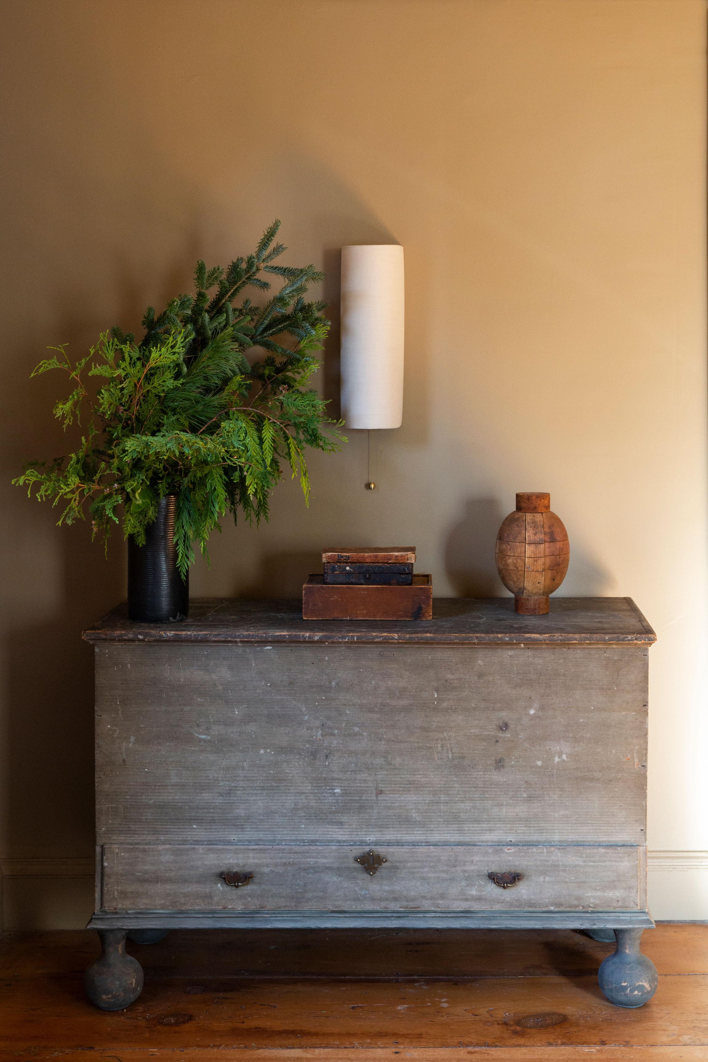 Workstead Shaded Vault in Natural Linen and Hewn Brass For Sale 1