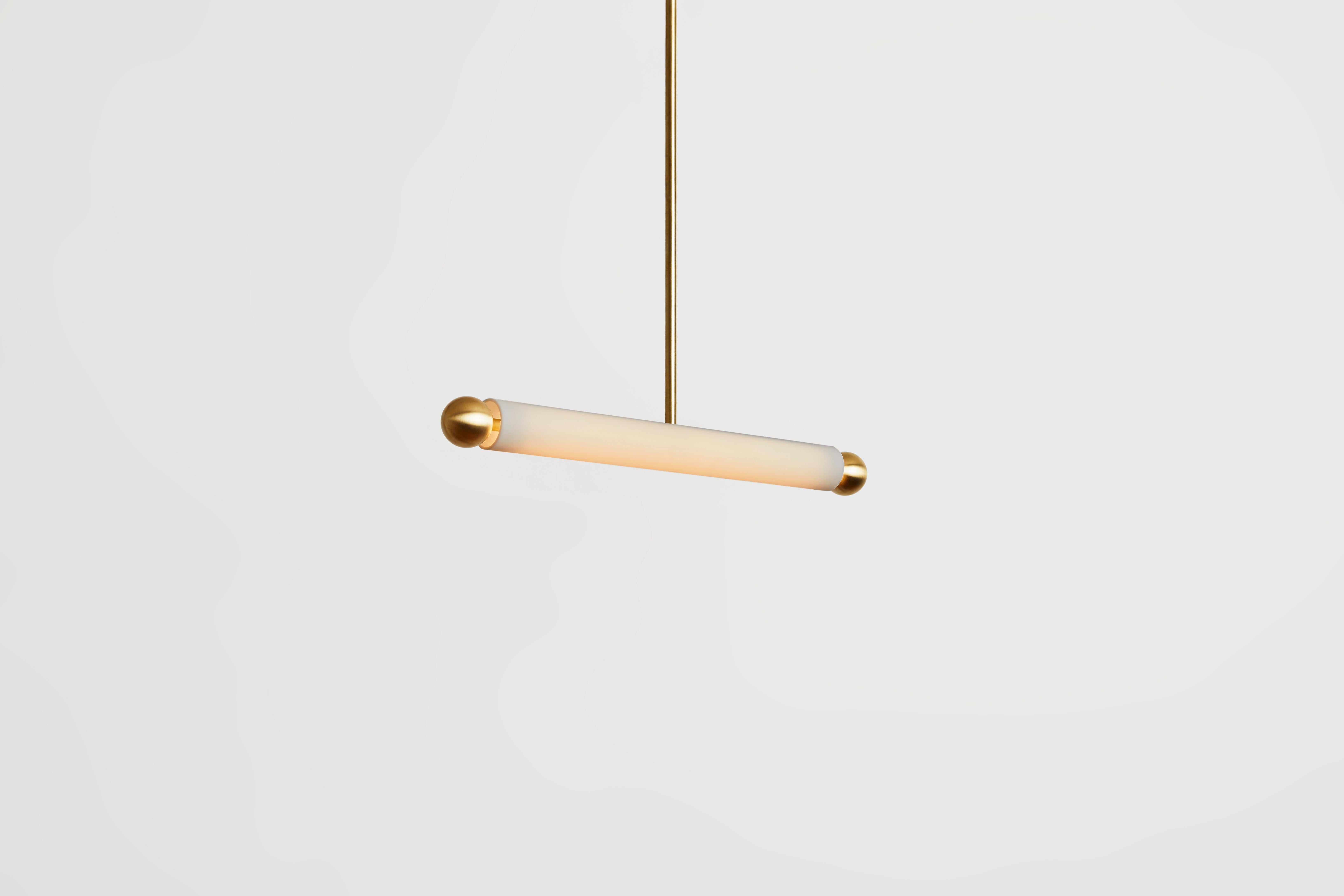 Américain Lampe à suspension Workstead Tube Medium en nickel brossé en vente