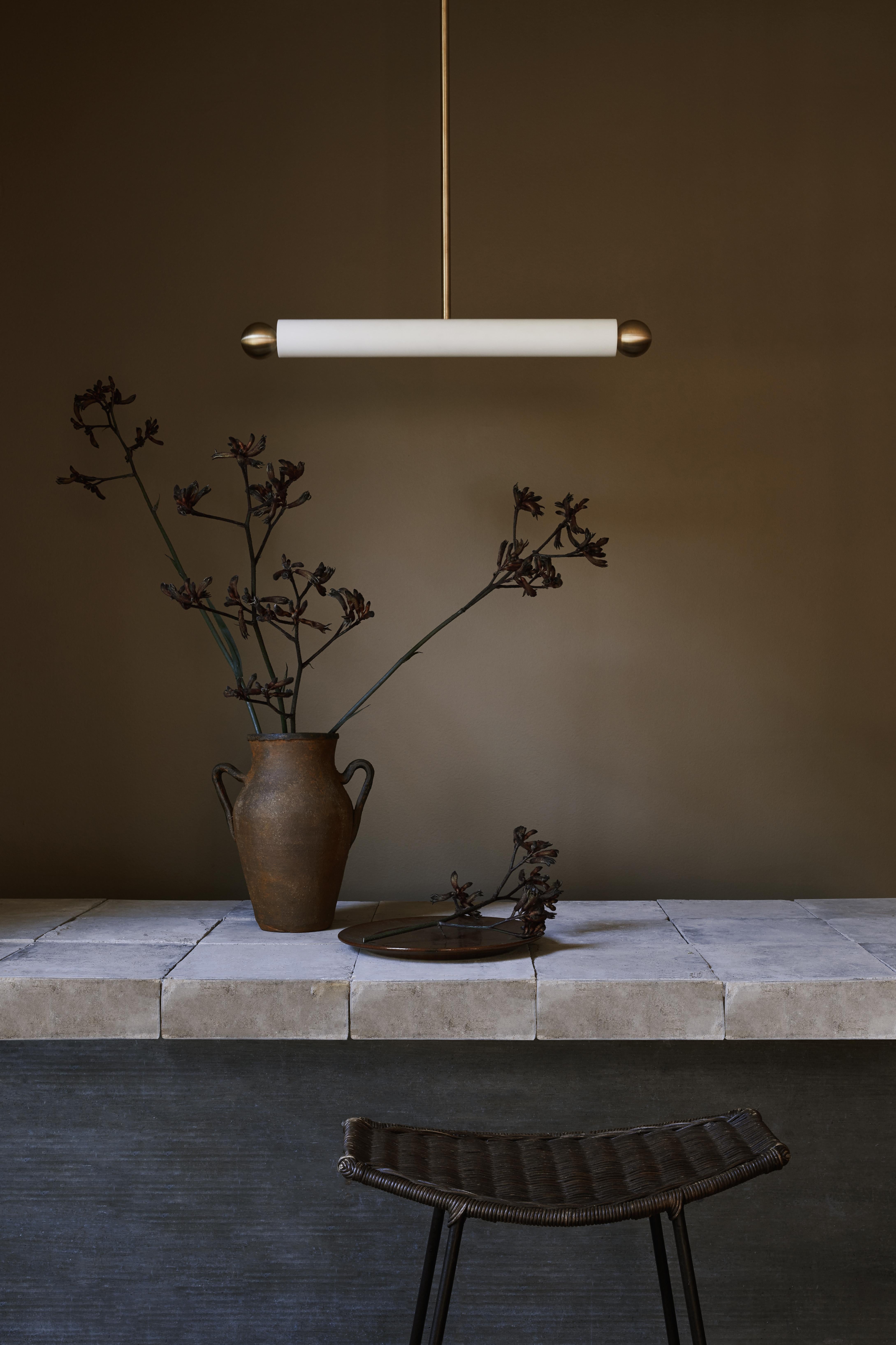 Lampe à suspension Workstead Tube Medium en nickel brossé en vente 1