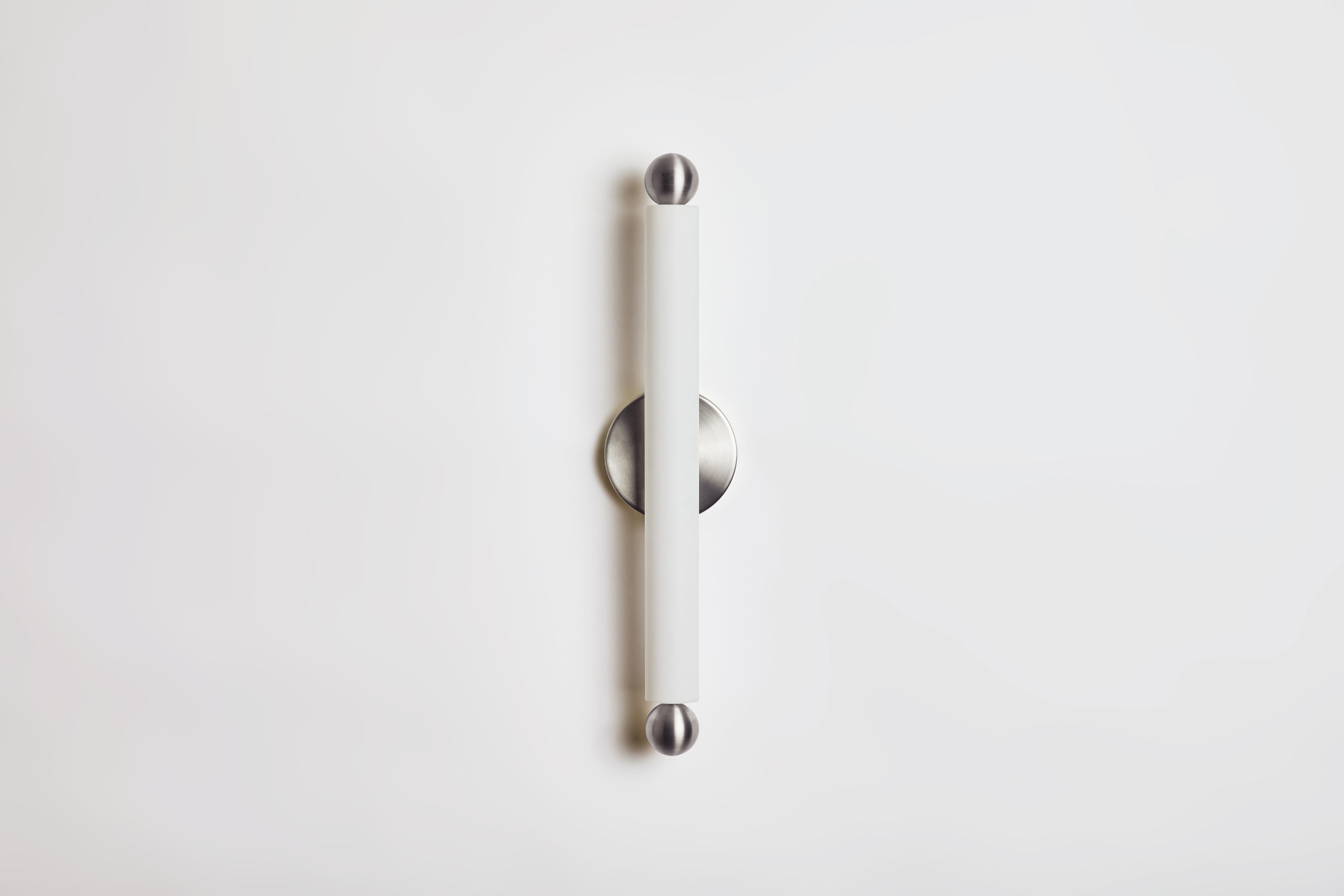 Workstead Tube Sconce / Flush Mount Medium Brushed Nickel For Sale 3