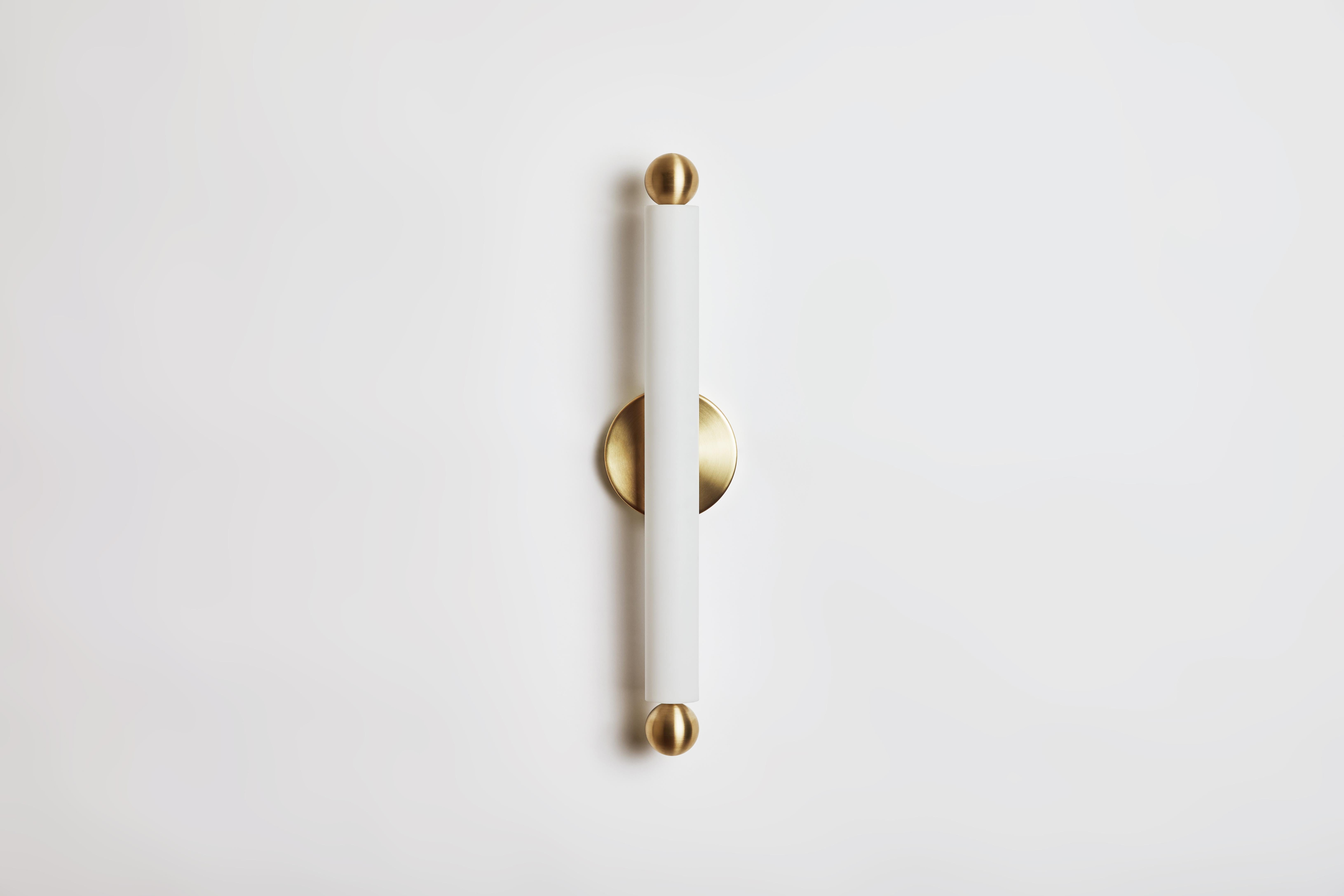 Workstead Tube Sconce / Flush Mount Medium Brushed Nickel For Sale 4