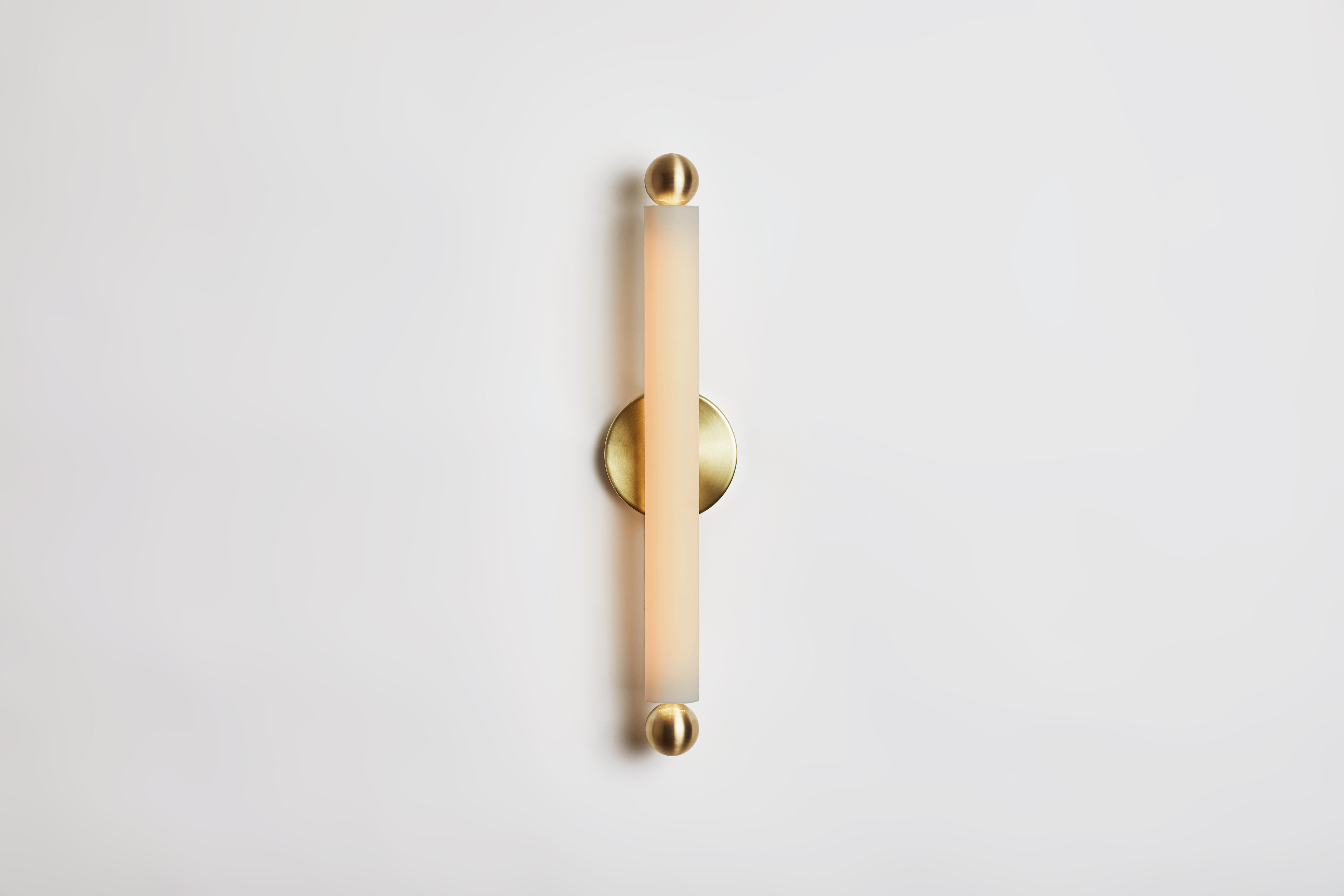 Workstead Tube Sconce / Flush Mount Medium Brushed Nickel For Sale 5