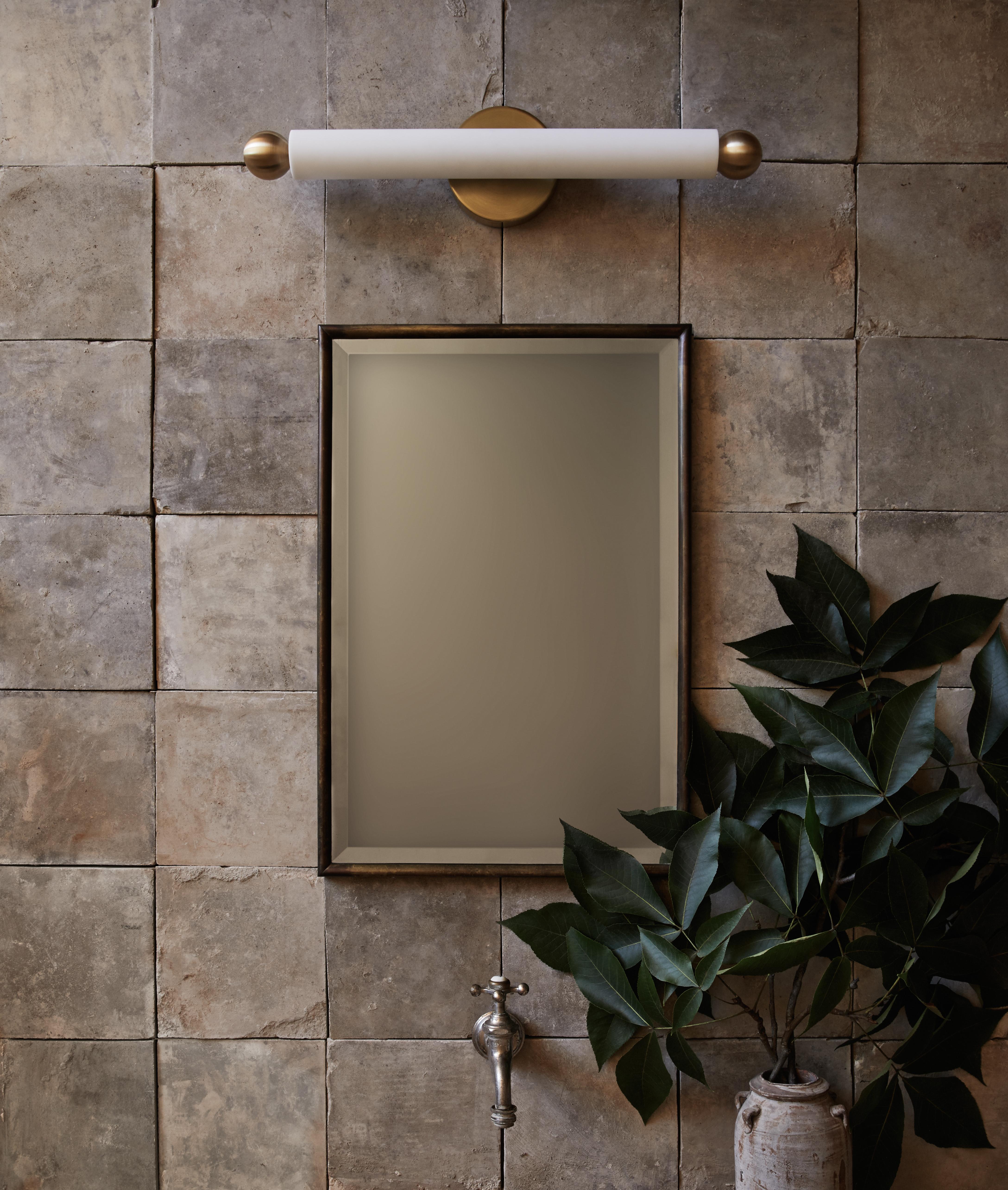 Workstead Tube Sconce / Flush Mount Medium Brushed Nickel For Sale 8