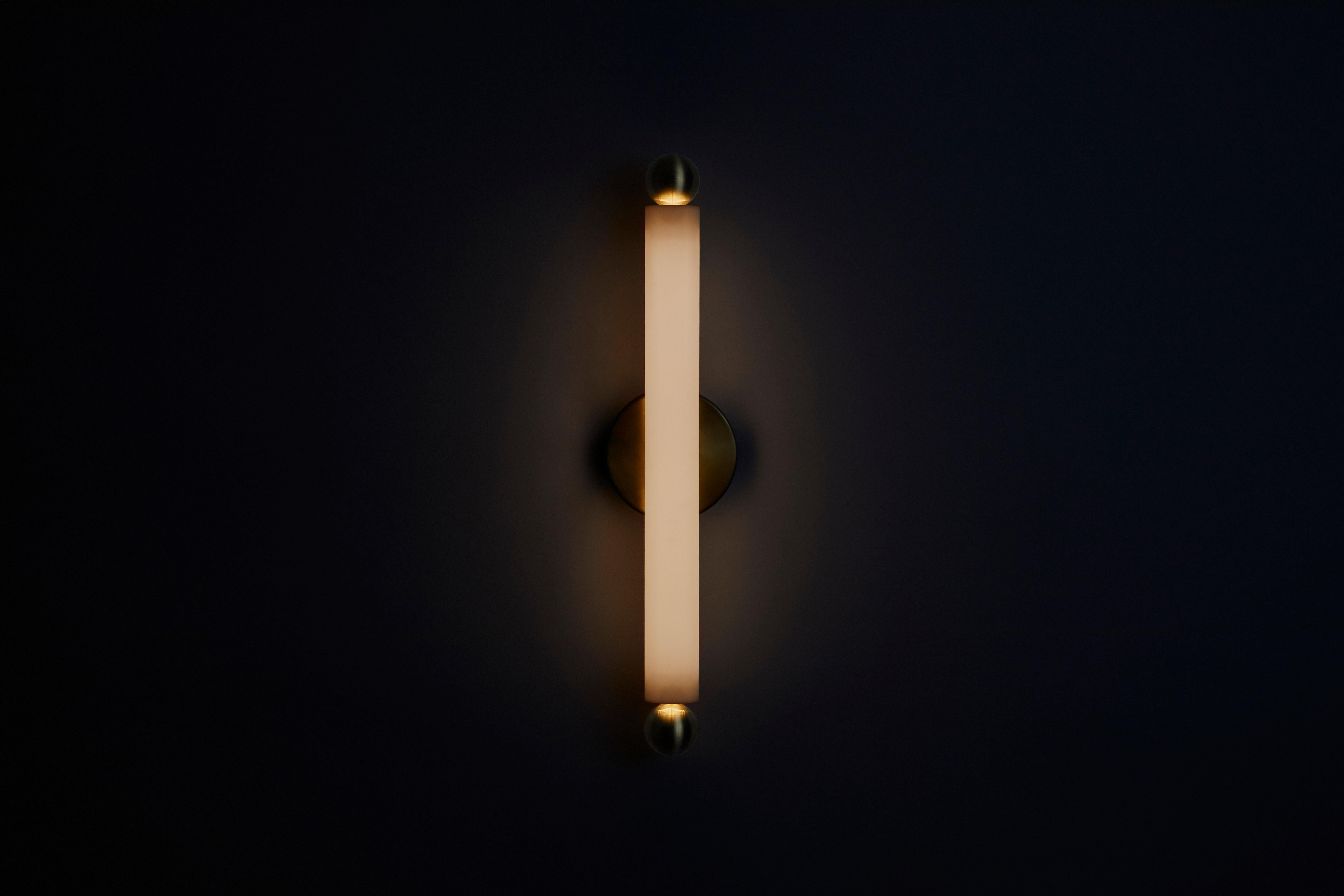 American Workstead Tube Sconce / Flush Mount Medium Brushed Nickel For Sale