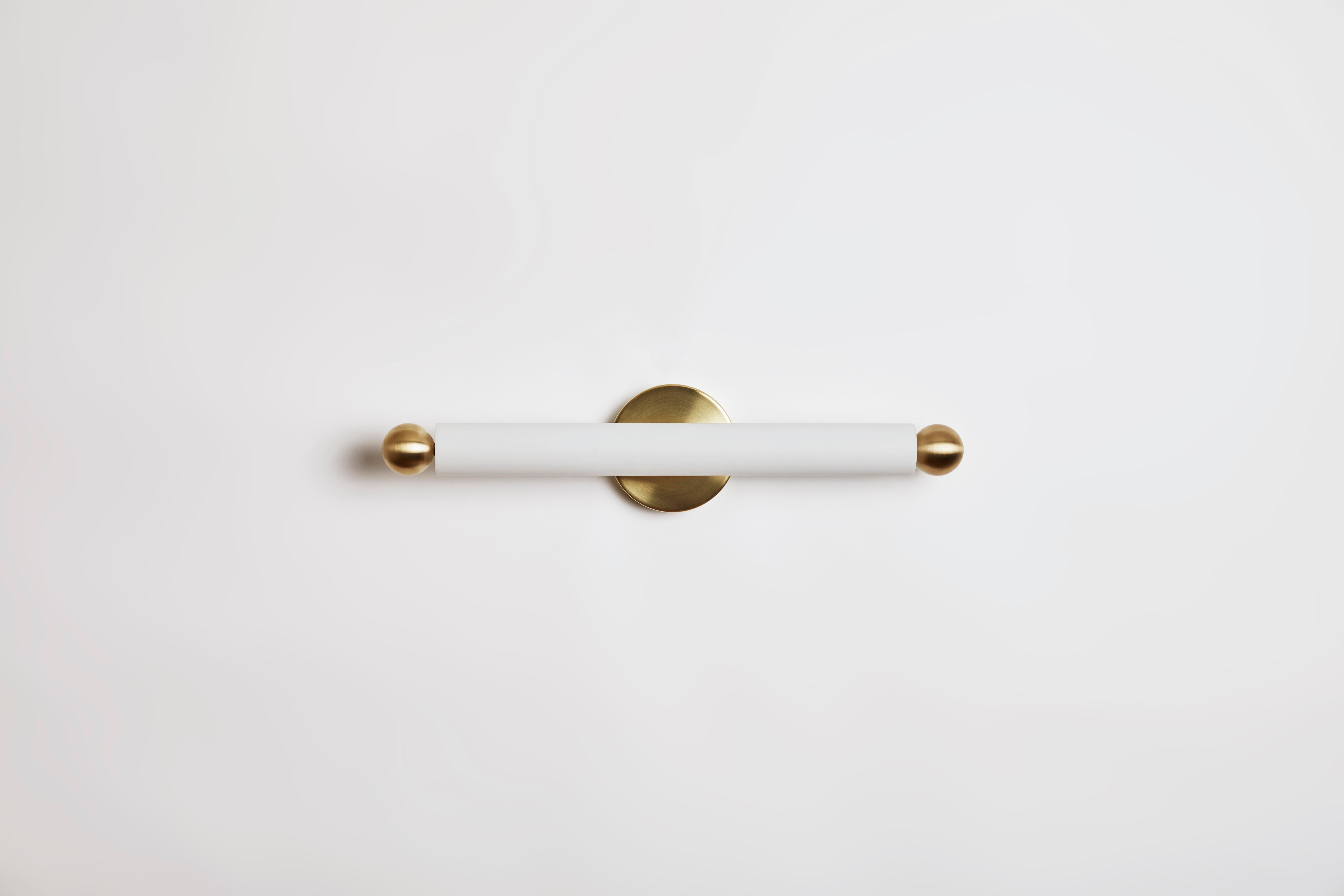 Contemporary Workstead Tube Sconce / Flush Mount Medium Brushed Nickel For Sale