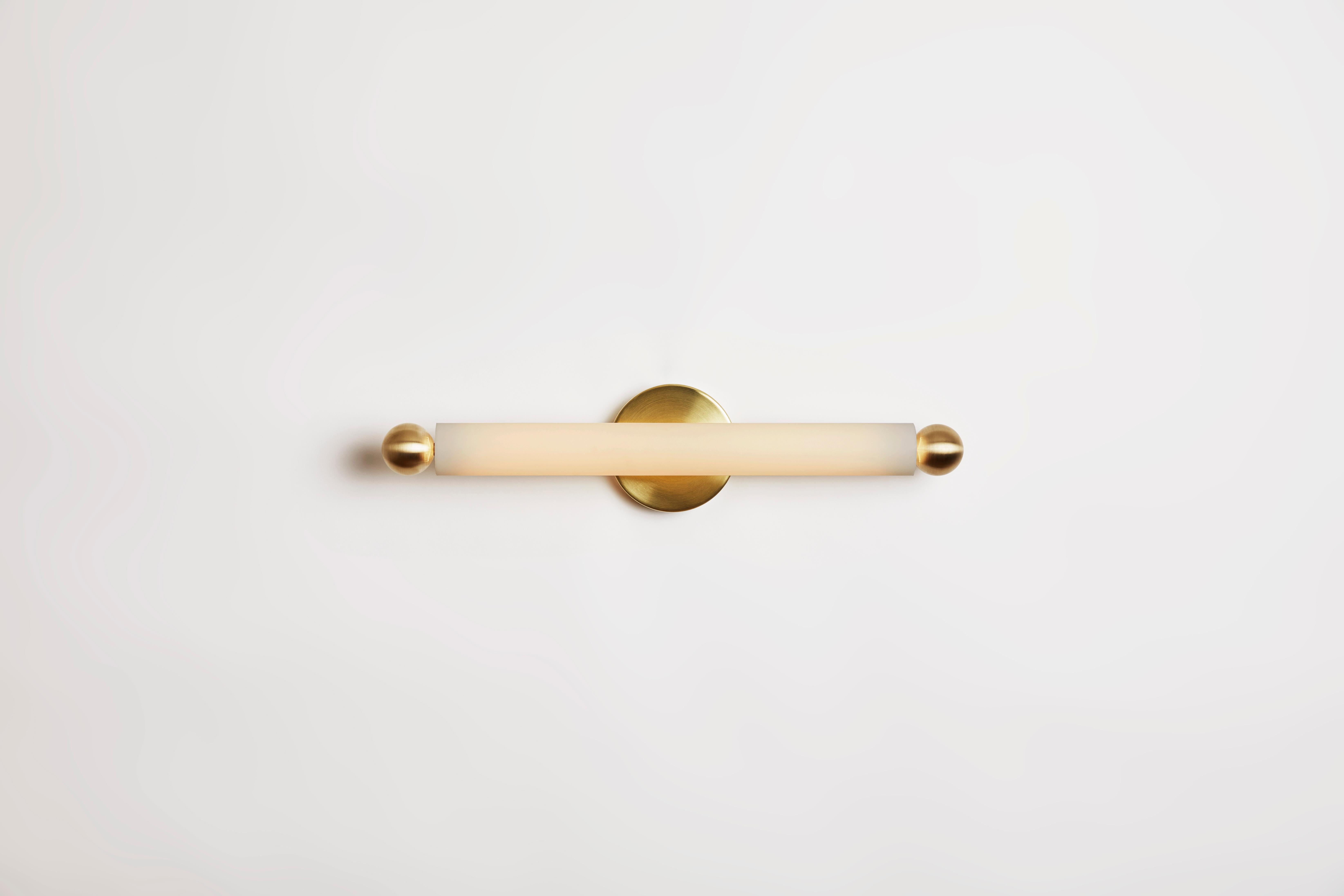 Brass Workstead Tube Sconce / Flush Mount Medium Brushed Nickel For Sale