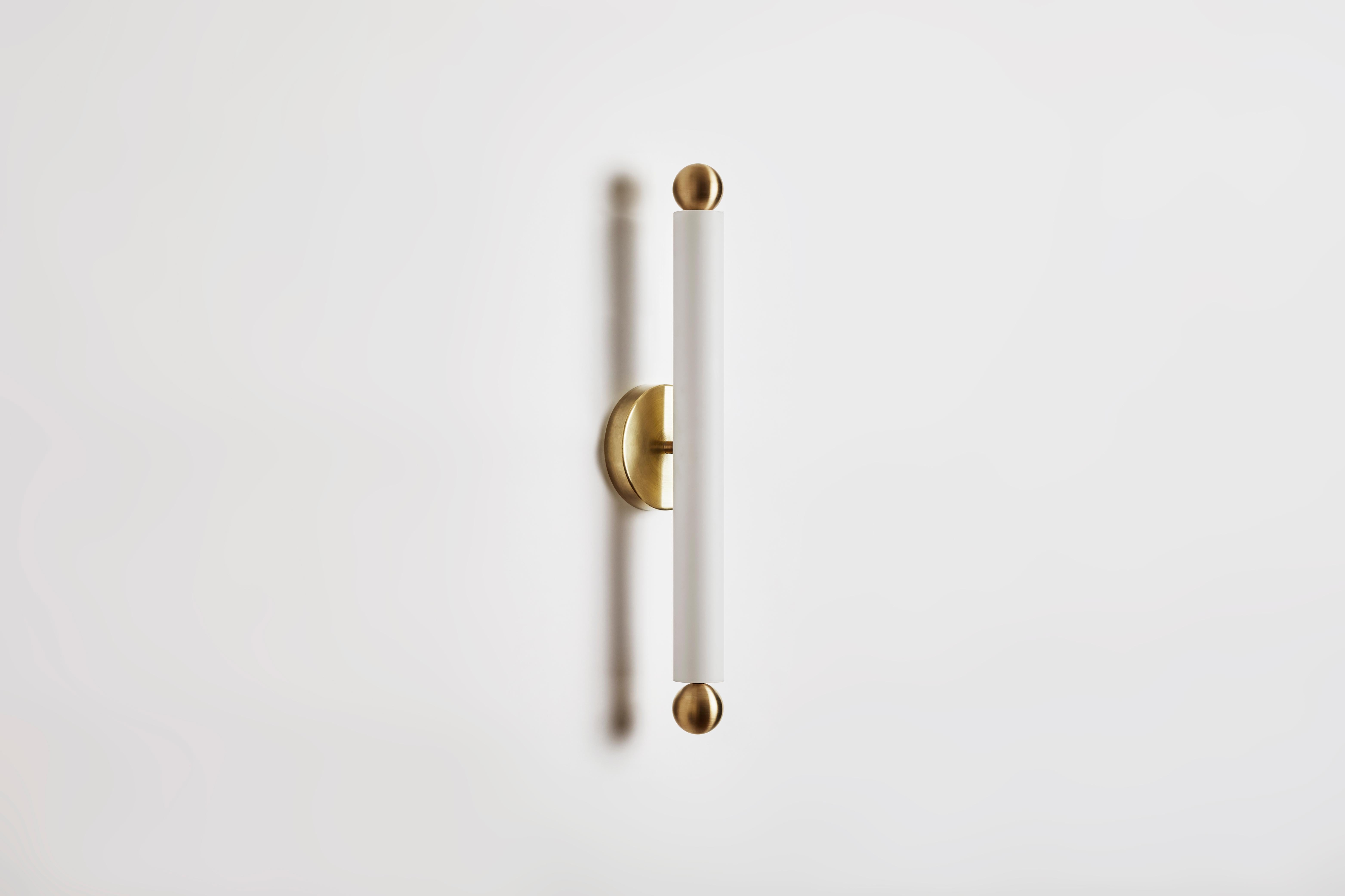 Workstead Tube Sconce / Flush Mount Medium Brushed Nickel For Sale 1