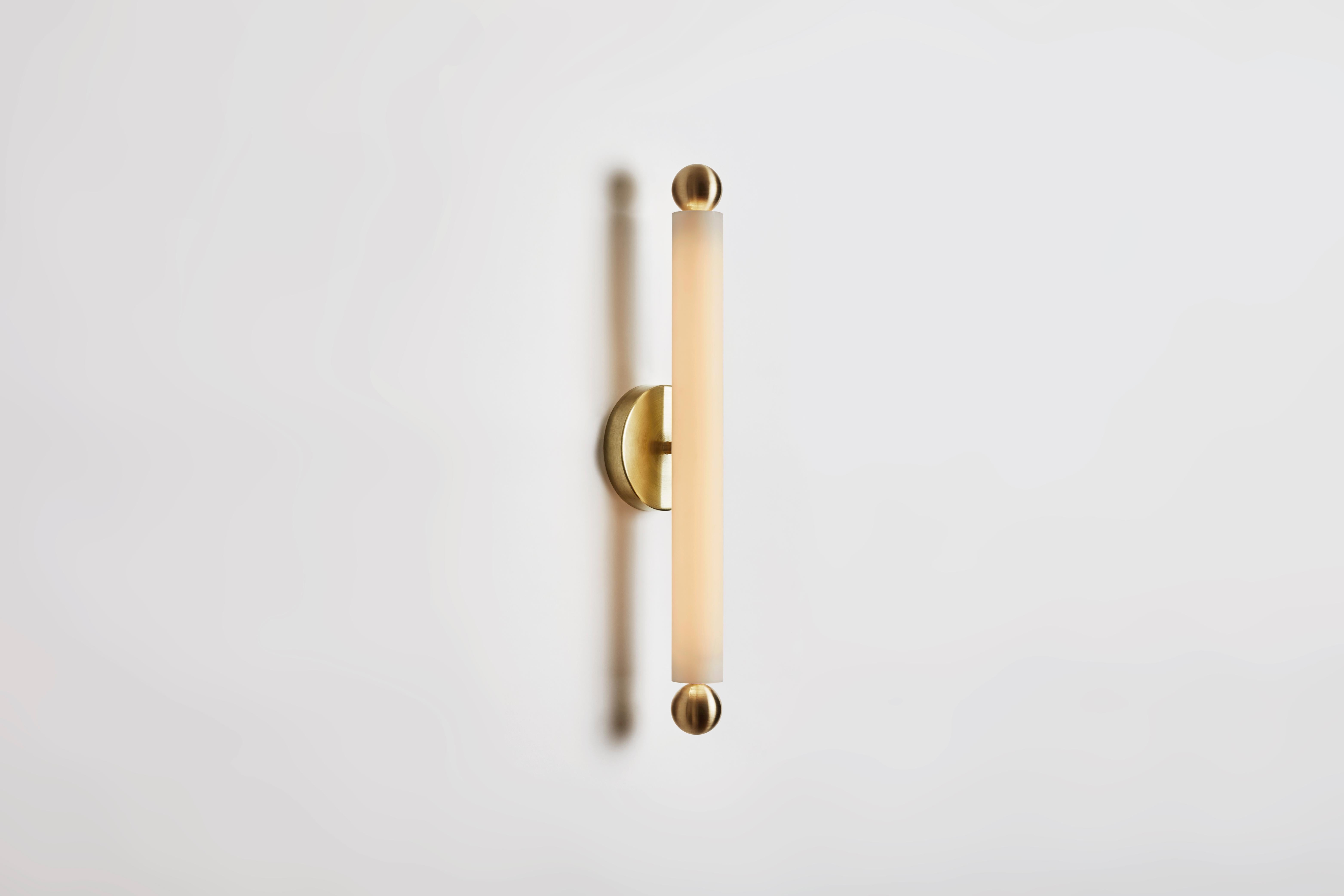 Workstead Tube Sconce / Flush Mount Medium Brushed Nickel For Sale 2