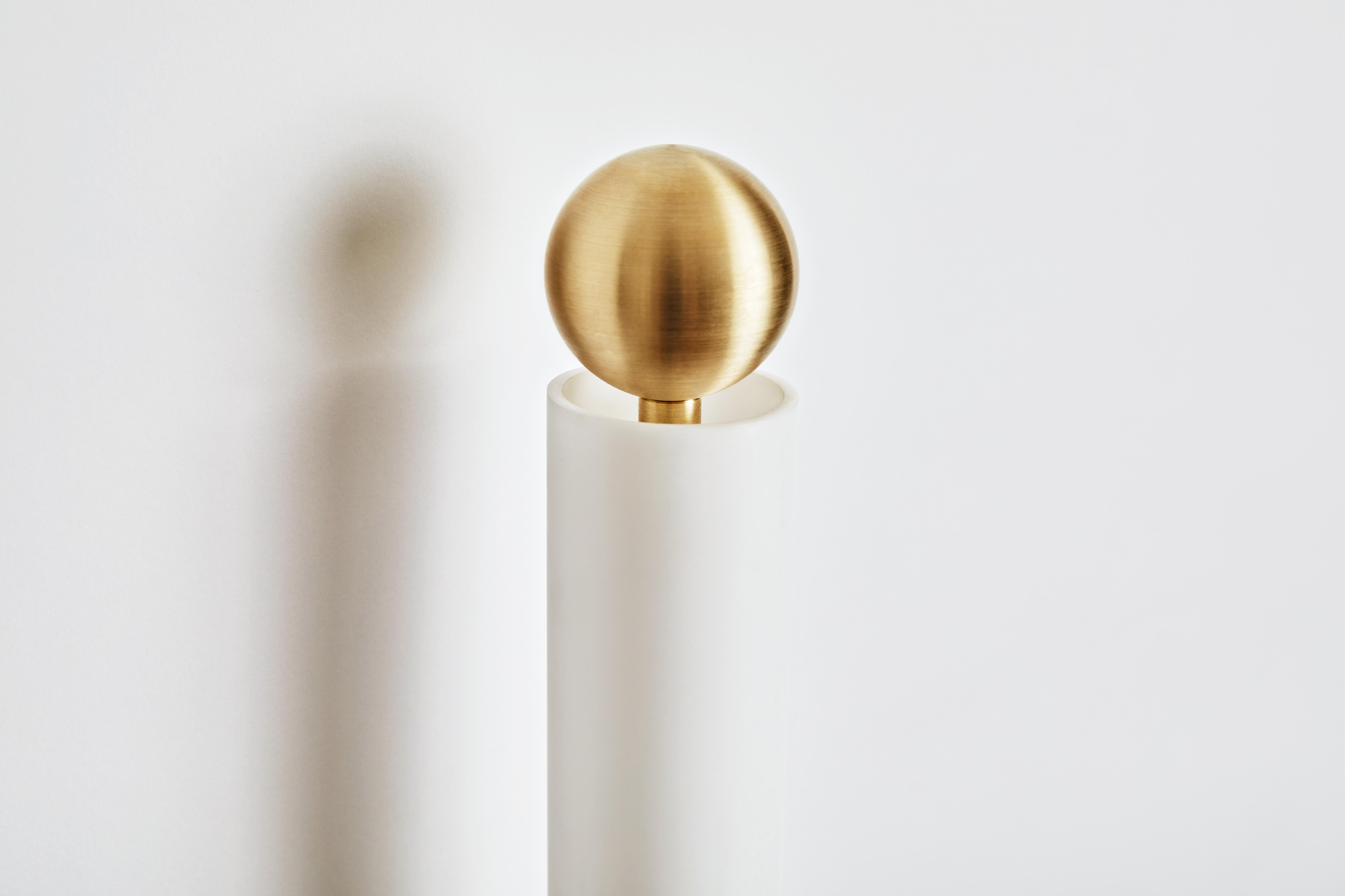 Frosted Workstead Tube Sconce / Flush Mount Hewn Brass For Sale