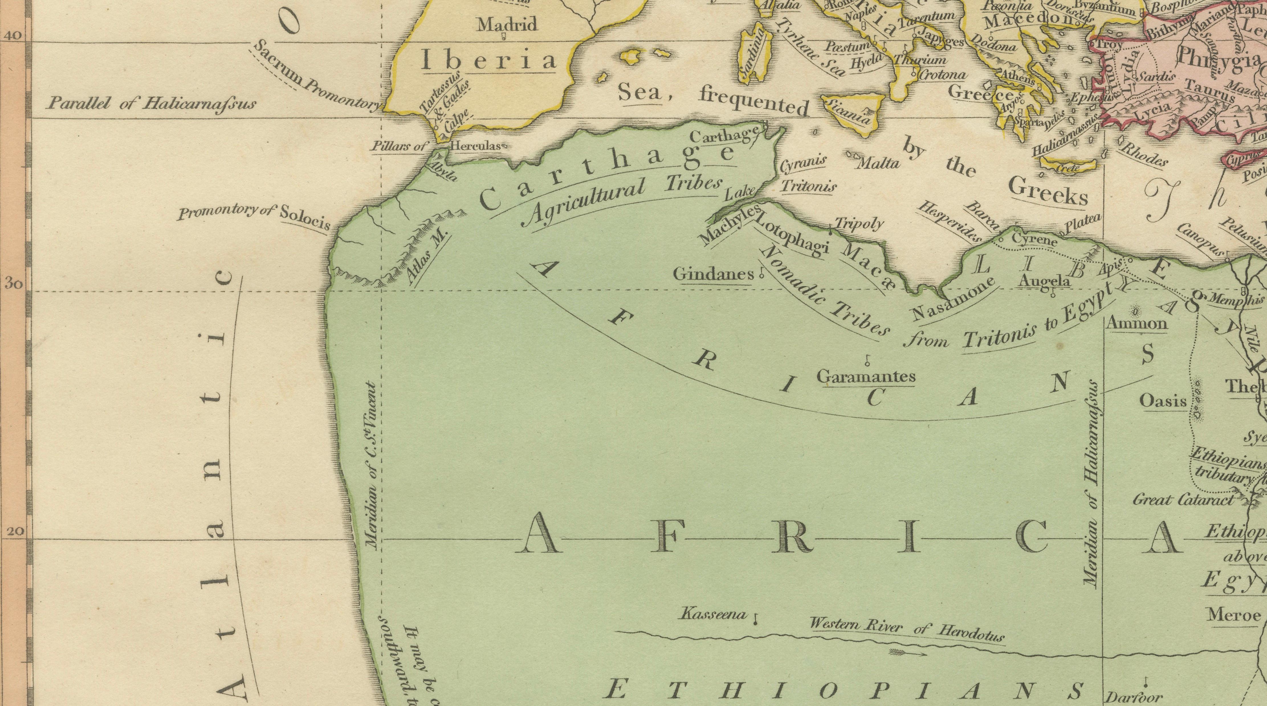 World According to Herodotus – Antique Classical World Map, Wilkinson 1819