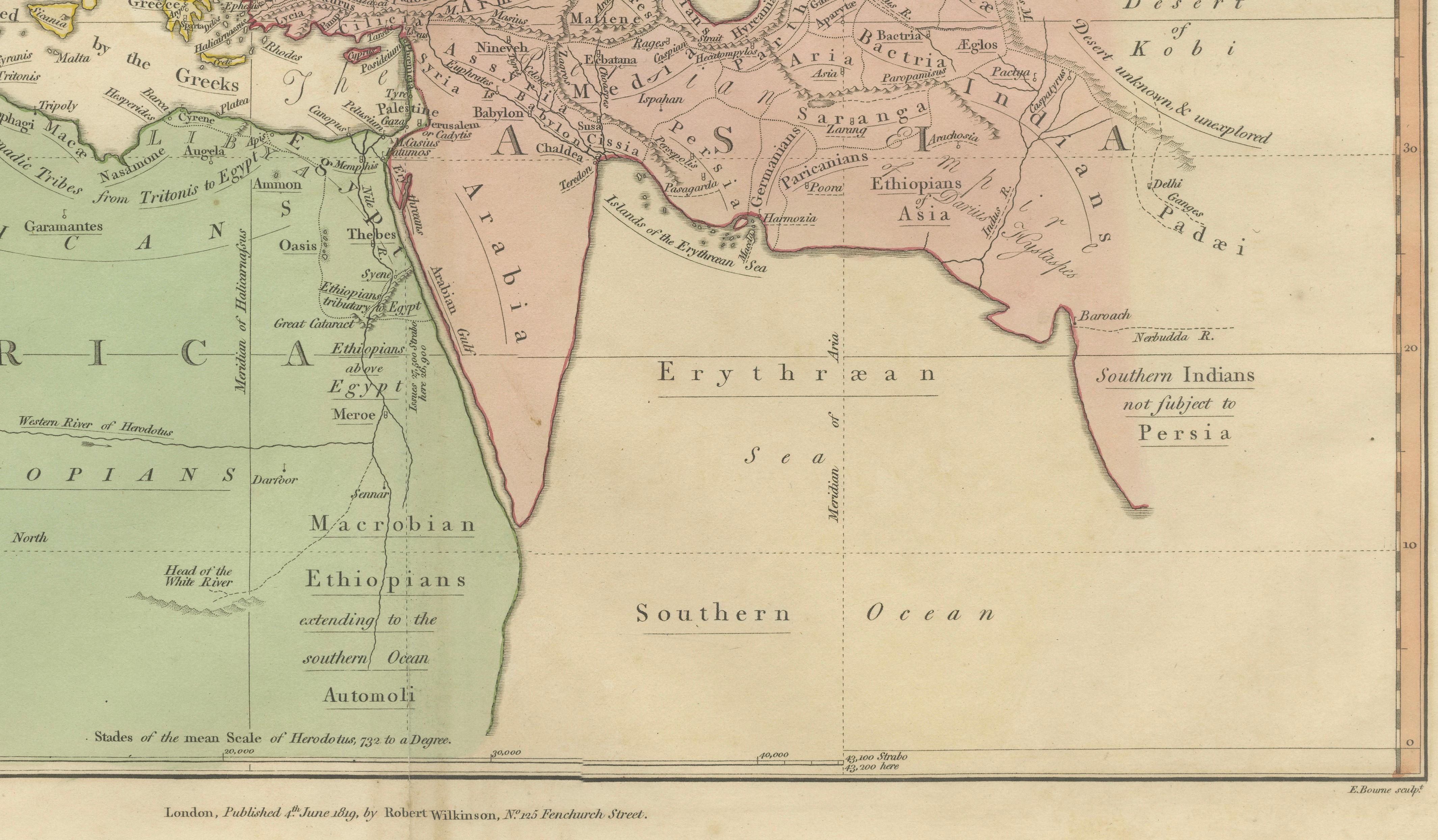 World According to Herodotus – Antique Classical World Map, Wilkinson 1819